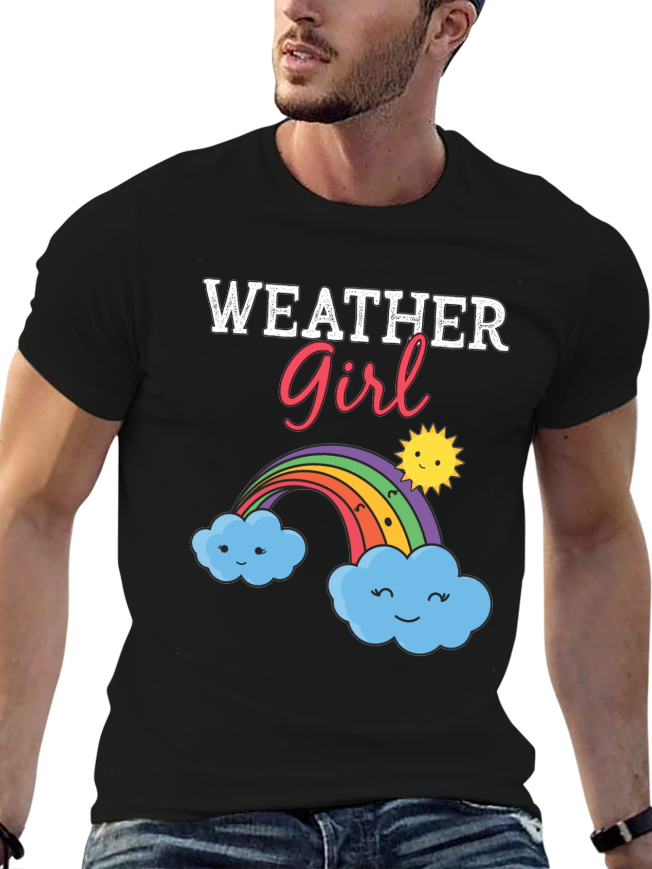 Weather Girl Graphic T-Shirt - Rainbow Cloud Design