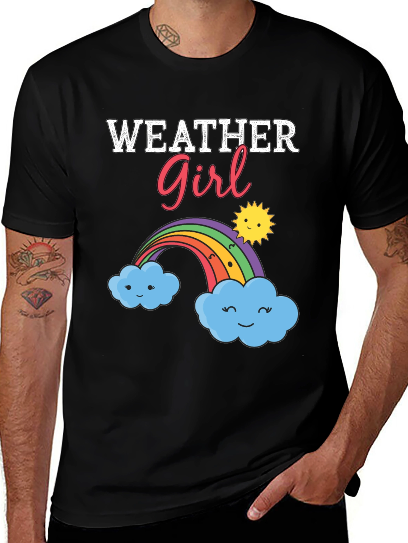 Weather Girl Graphic T-Shirt - Rainbow Cloud Design