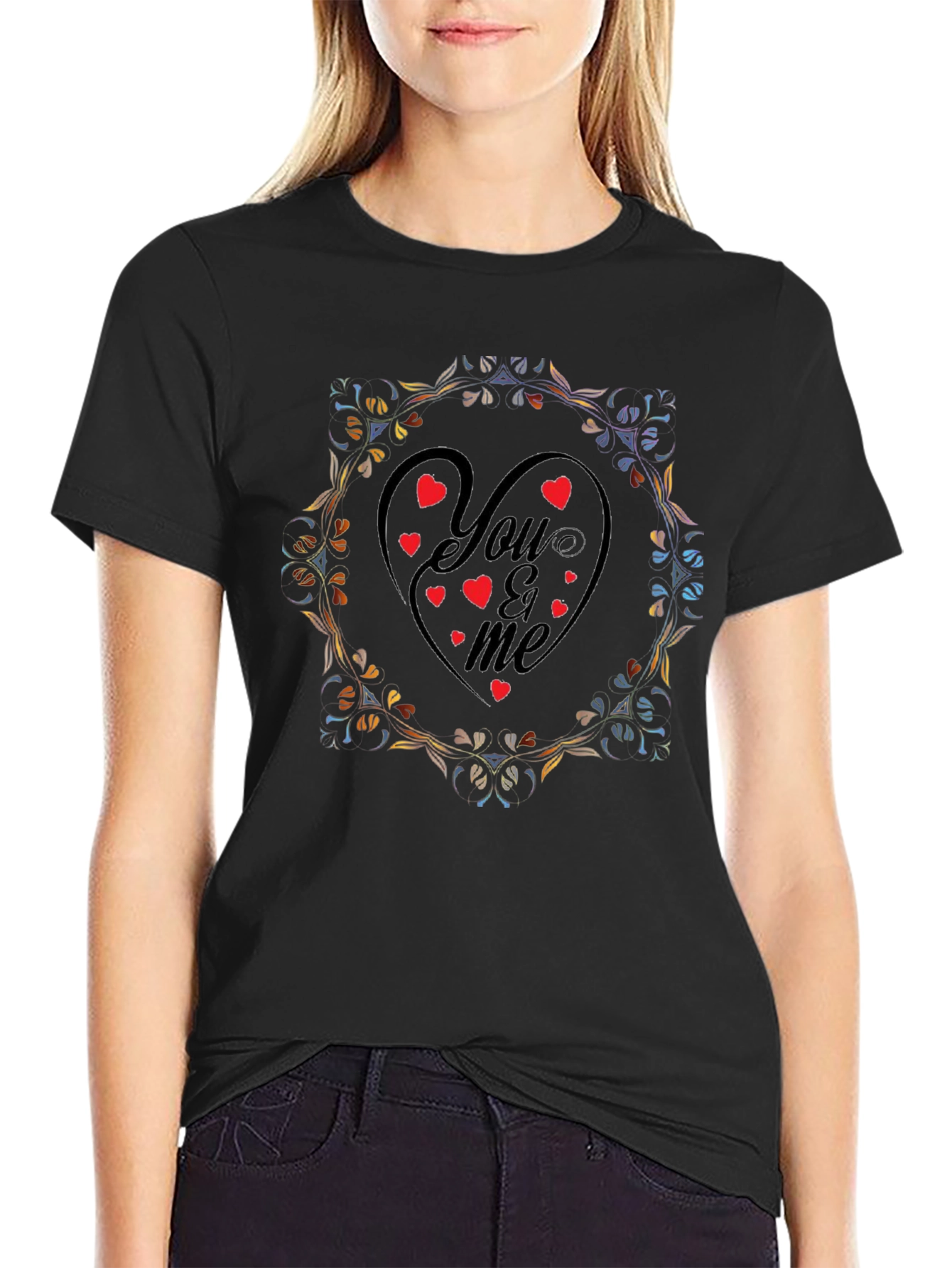 You & Me Heart Valentines Day Graphic T-Shirt