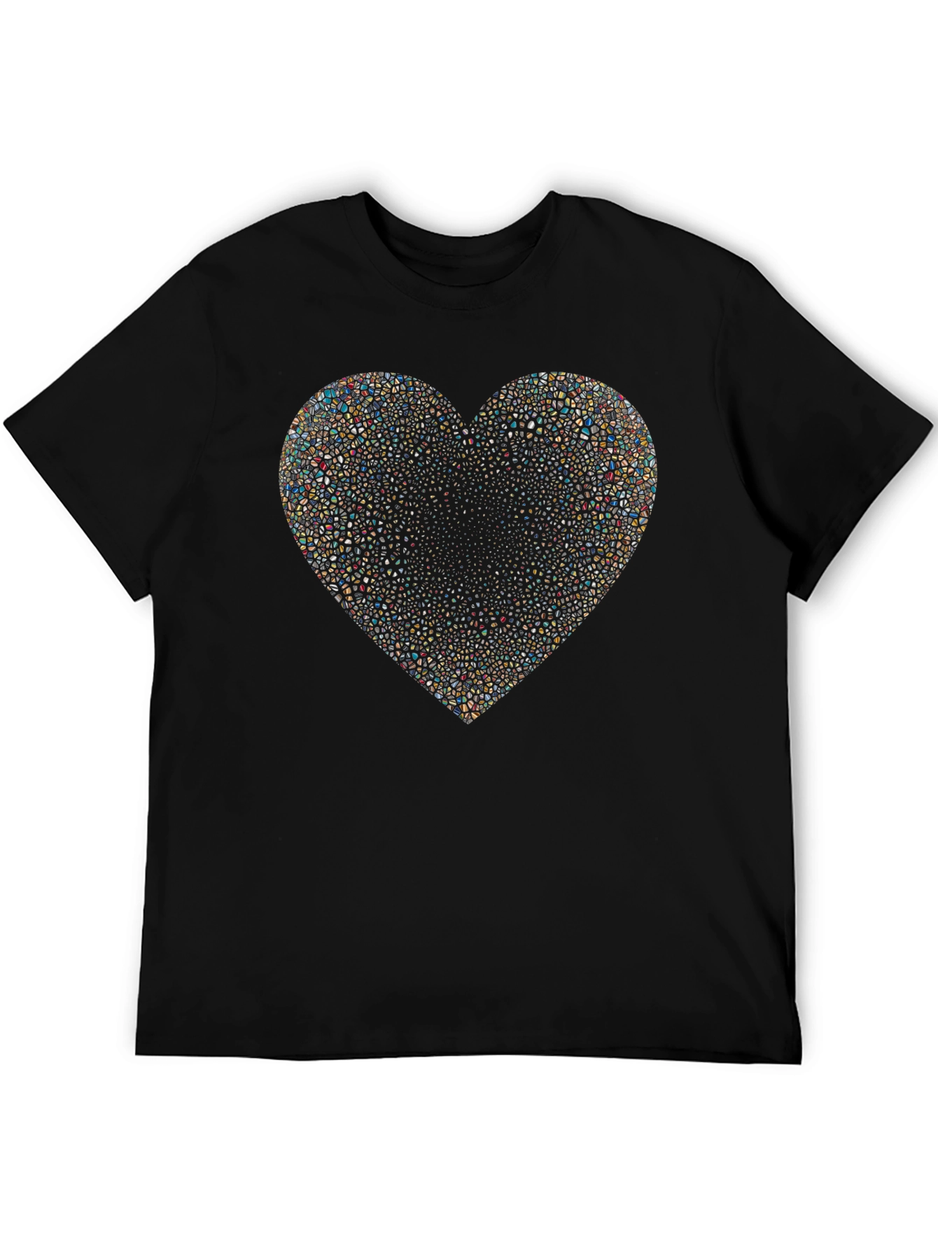 Abstract Mosaic Heart Black T-Shirt