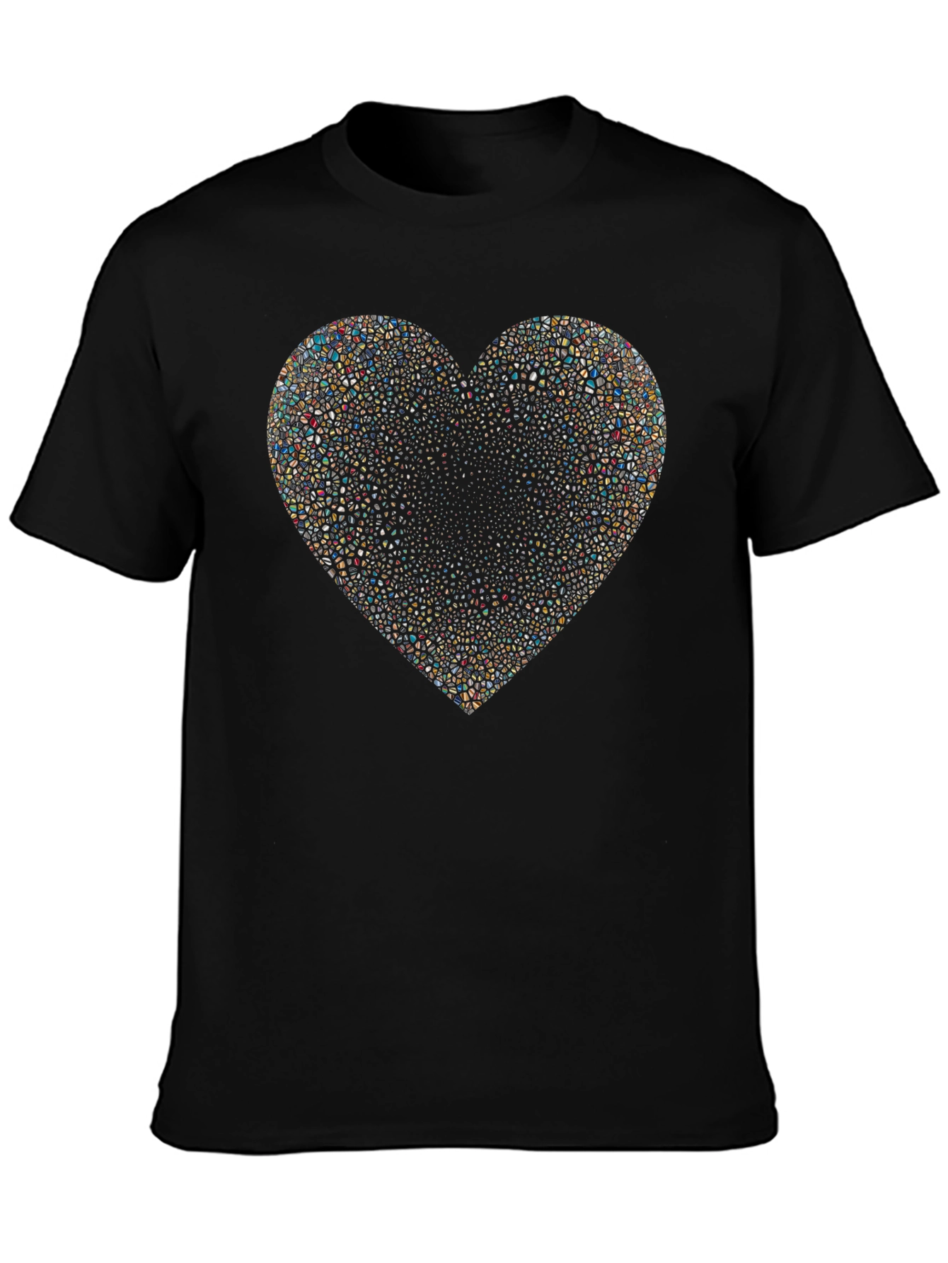 Abstract Mosaic Heart Black T-Shirt