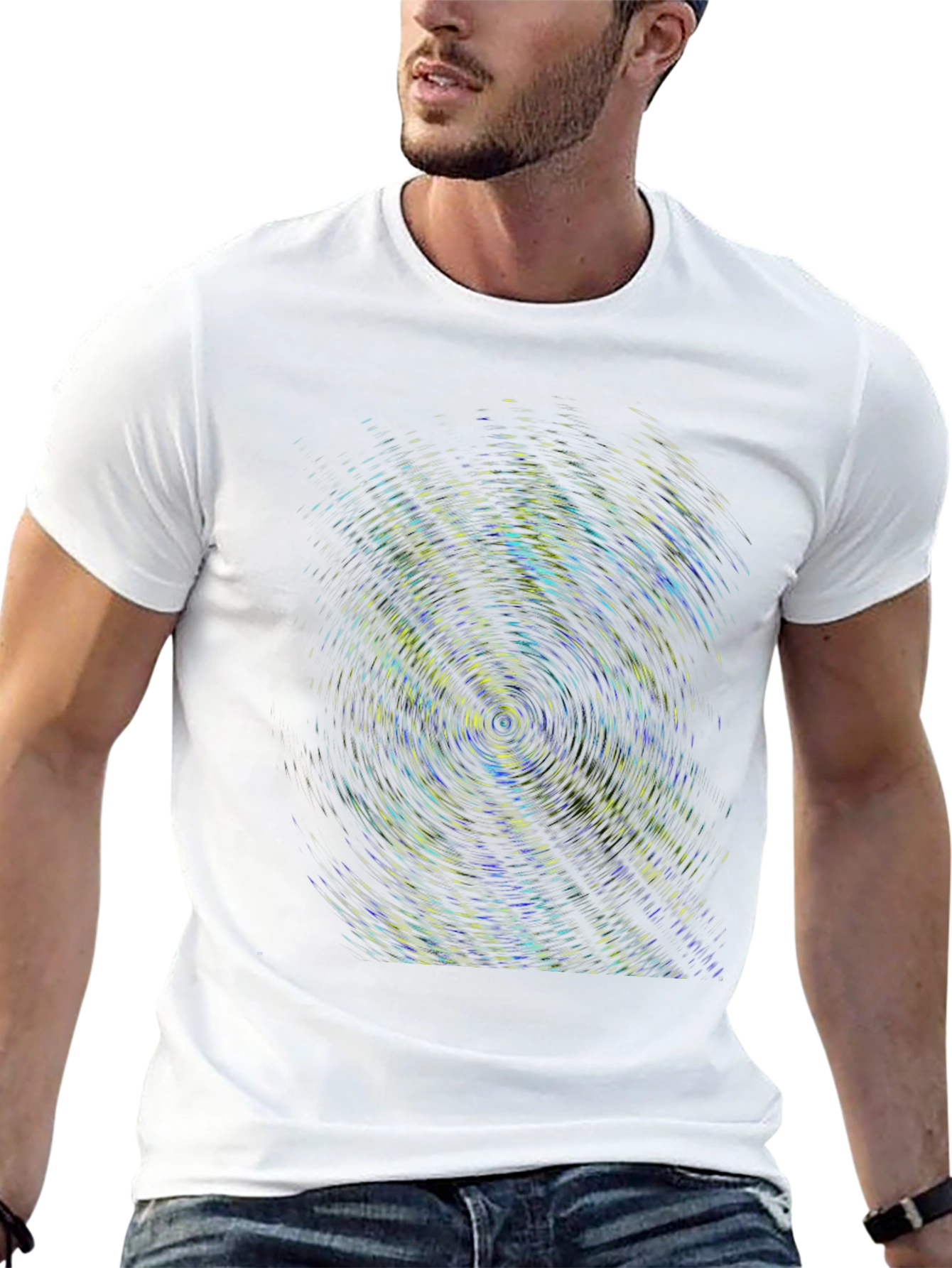Abstract Swirl Graphic Print Black T-Shirt