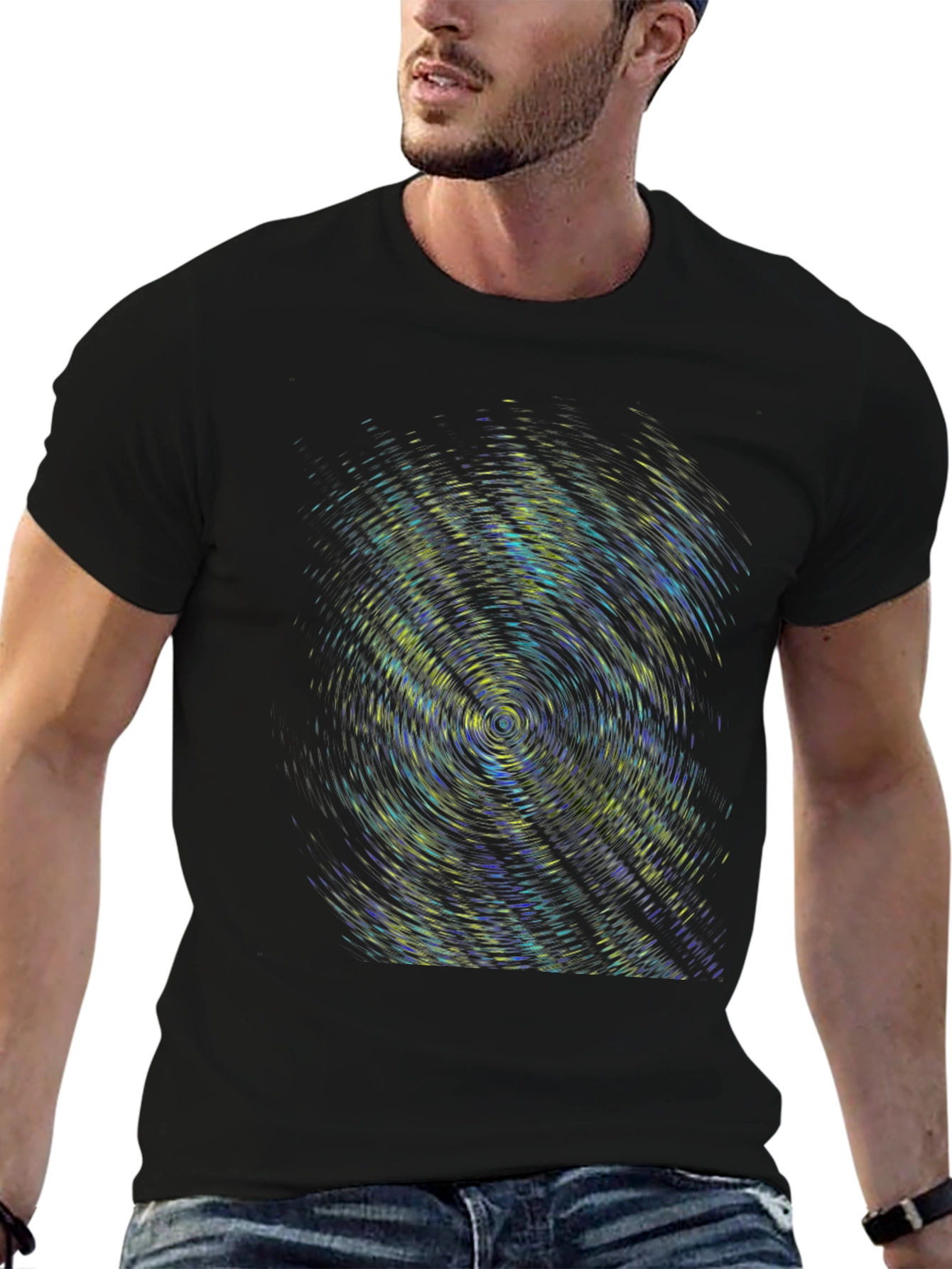 Abstract Swirl Graphic Print Black T-Shirt