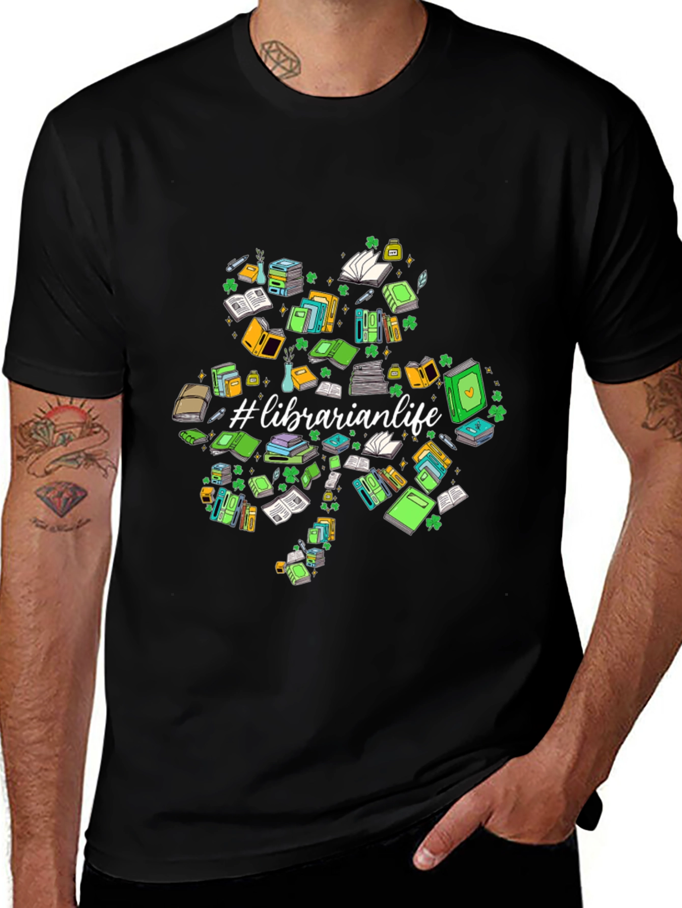 Librarian Life Shamrock T-Shirt
