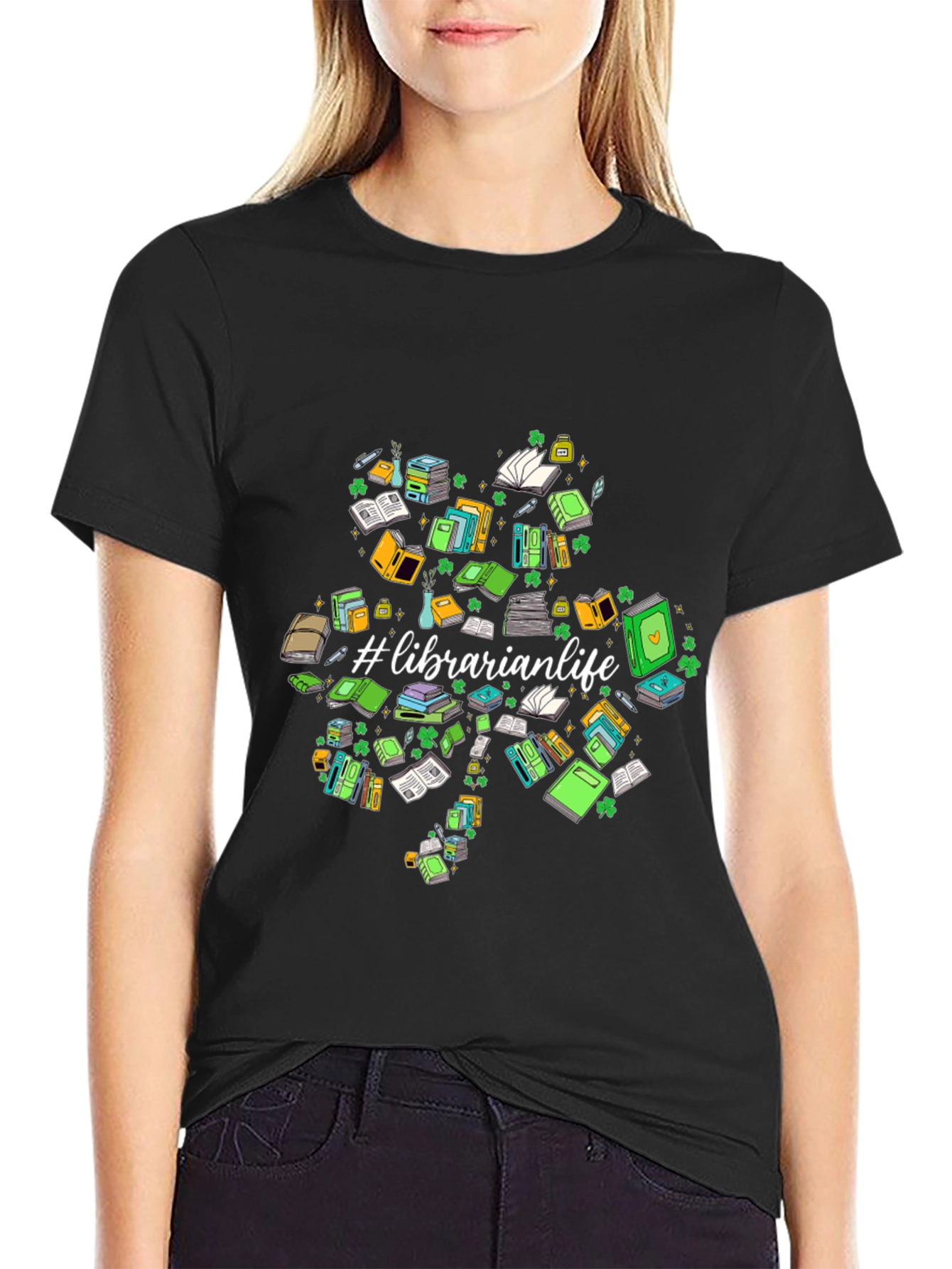 Librarian Life Shamrock T-Shirt