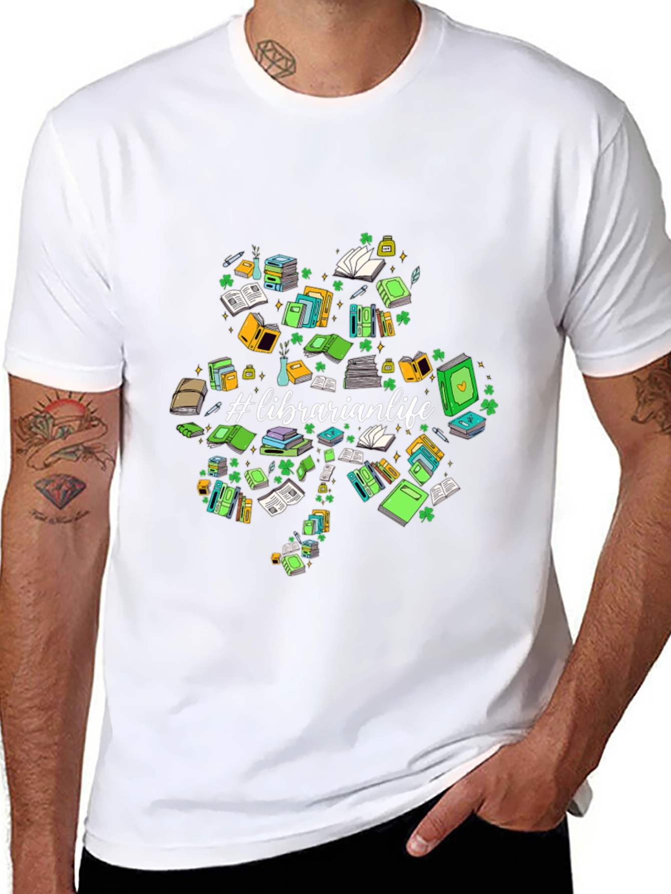 Librarian Life Shamrock T-Shirt