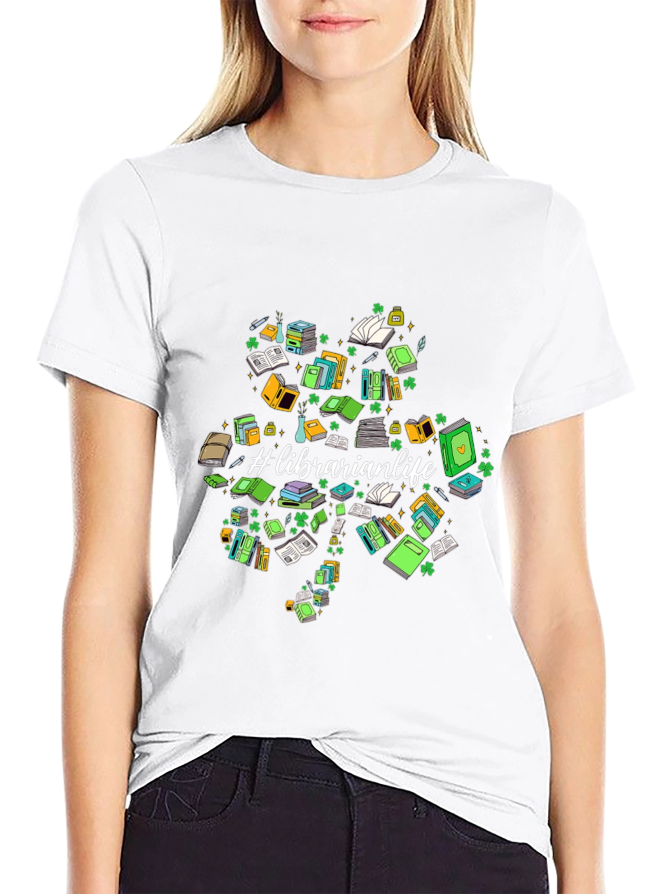 Librarian Life Shamrock T-Shirt
