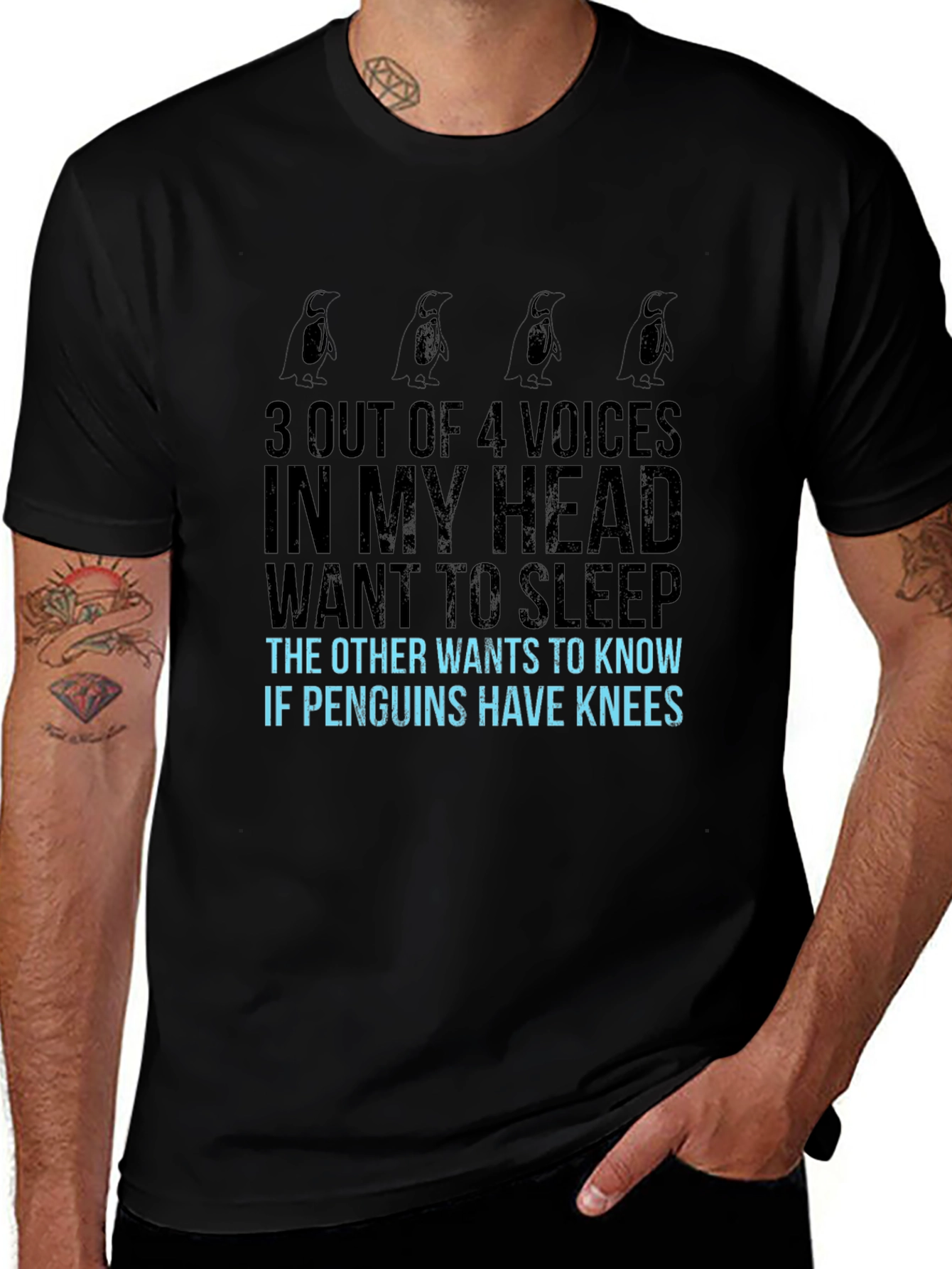 Penguin Knee T-Shirt - Funny Graphic Tee