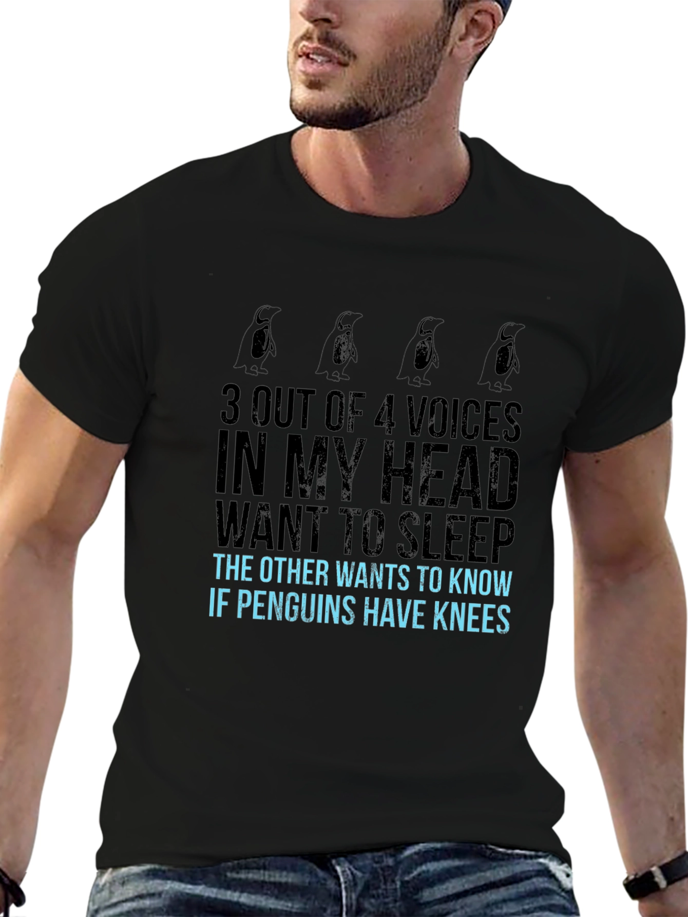 Penguin Knee T-Shirt - Funny Graphic Tee
