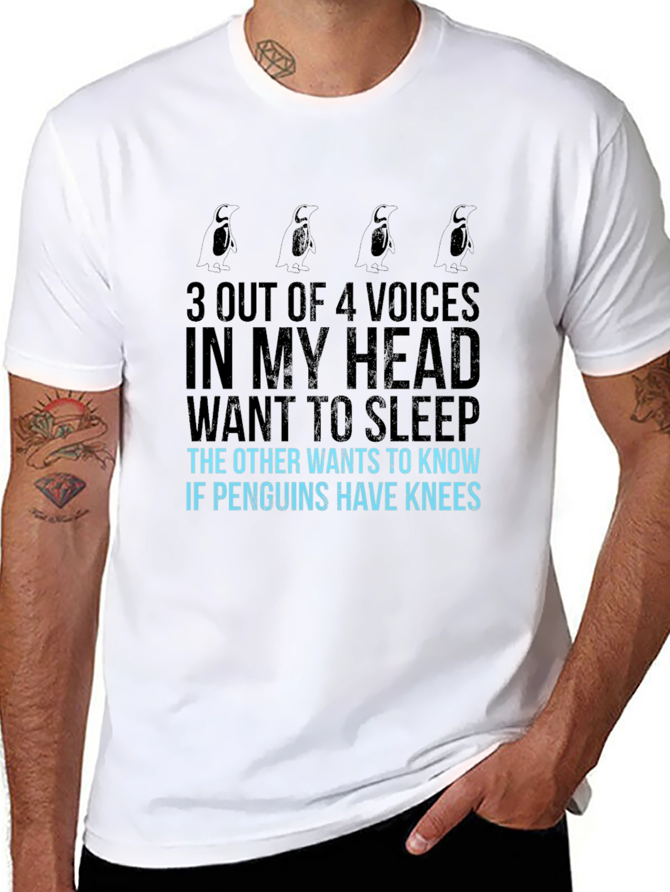 Penguin Knee T-Shirt - Funny Graphic Tee