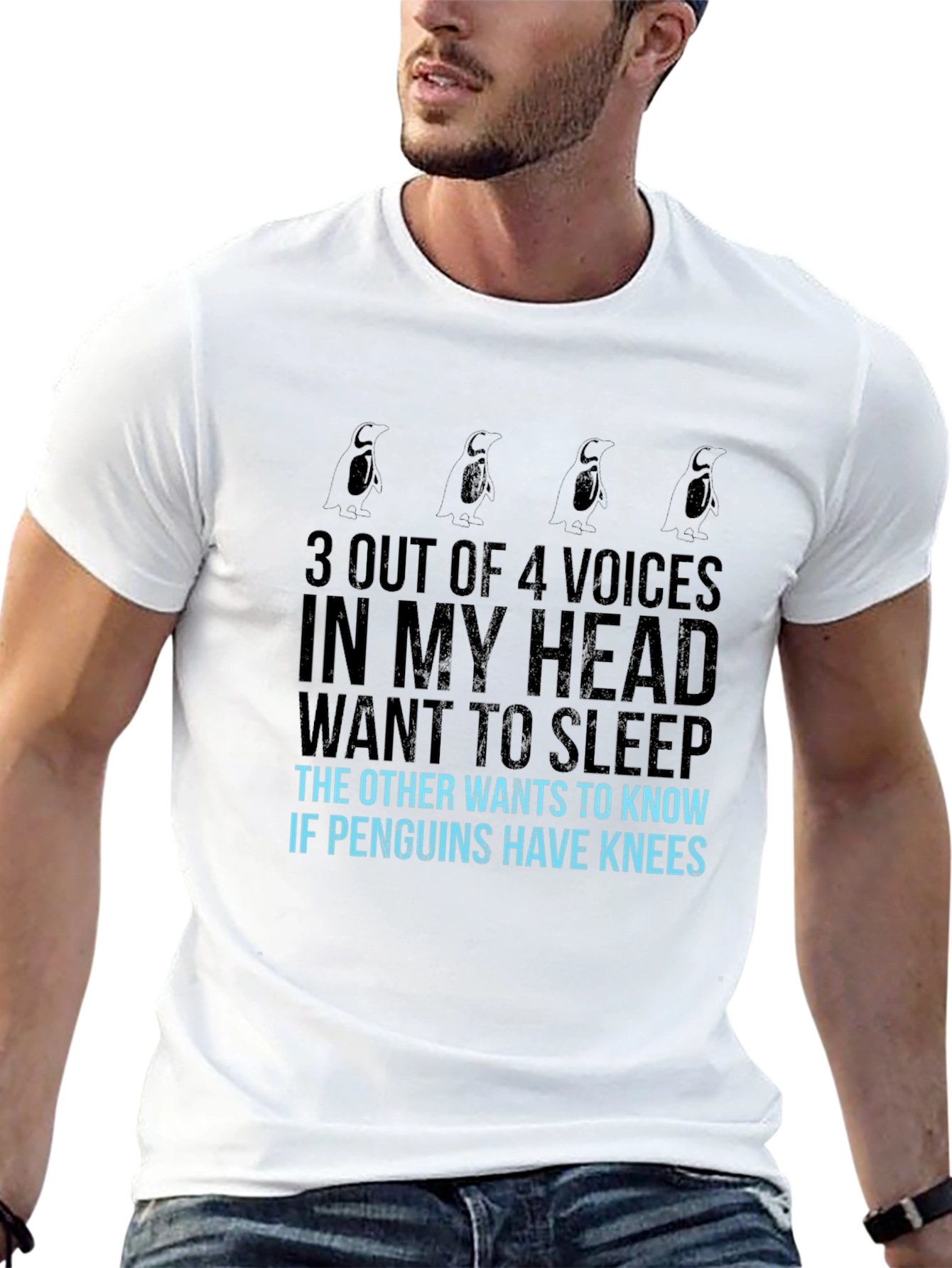 Penguin Knee T-Shirt - Funny Graphic Tee