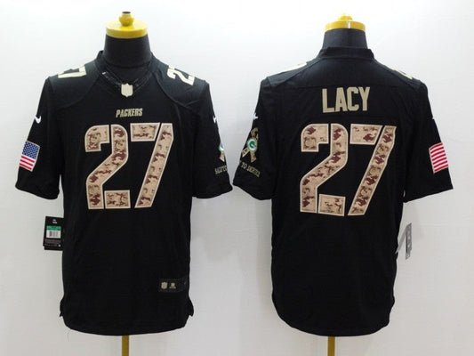 Men's Green Bay Packers Eddie Lacy #27 Black Game Player Jerseys