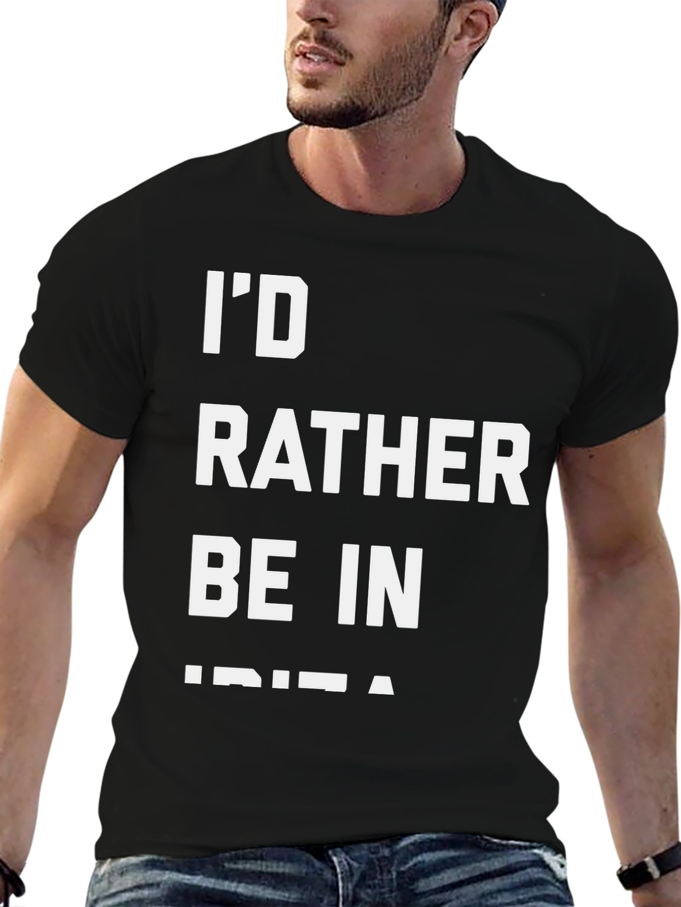 Id Rather Be In Ibiza Black T-Shirt