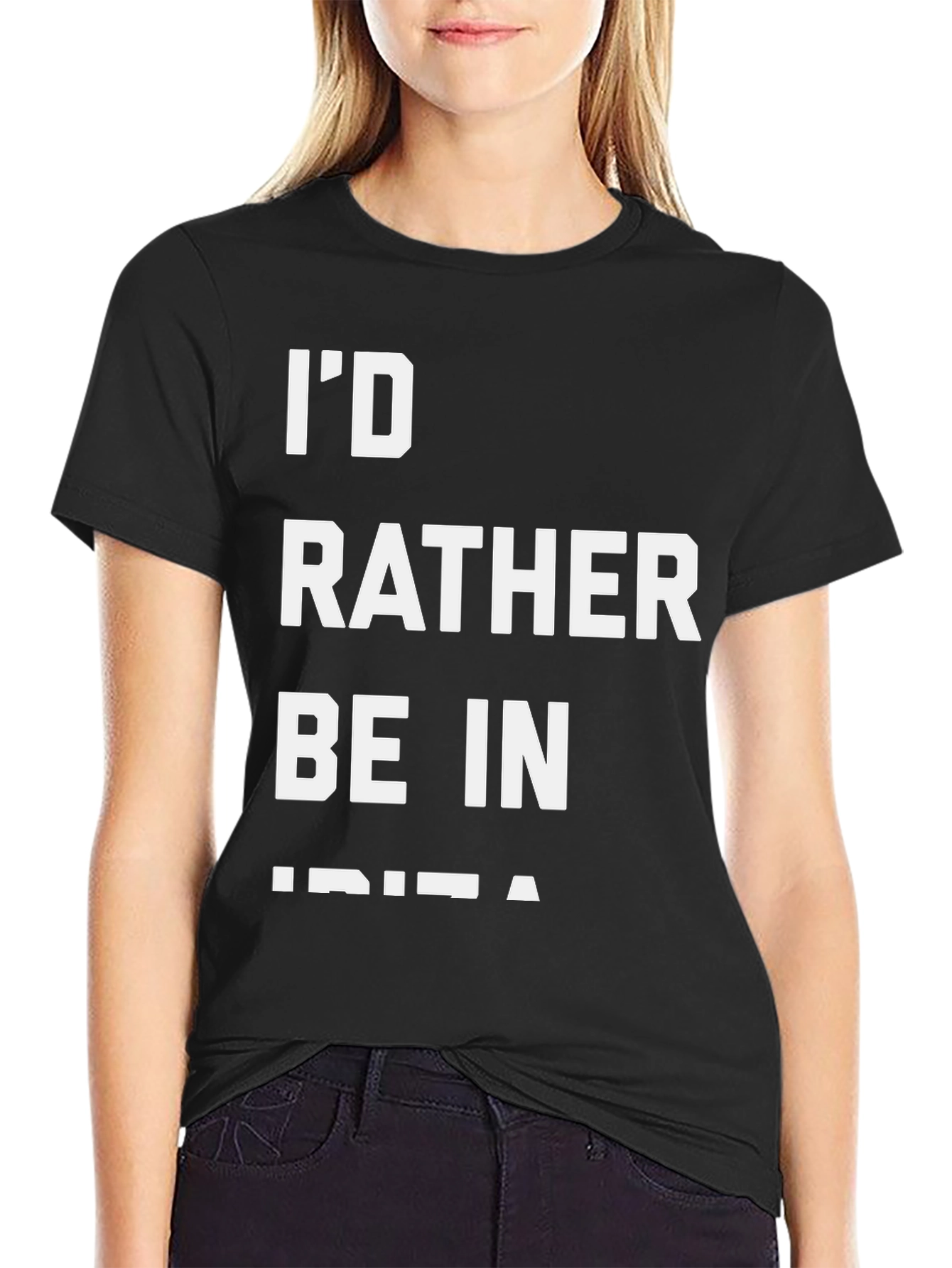 Id Rather Be In Ibiza Black T-Shirt