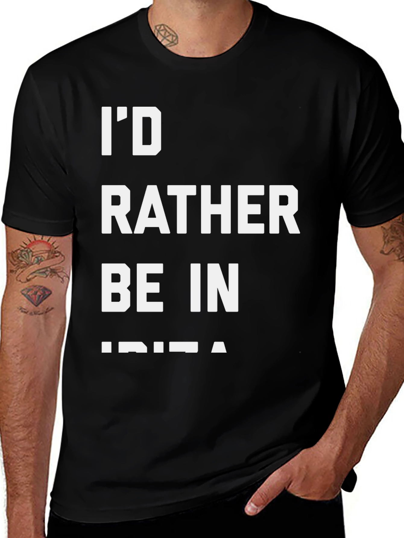 Id Rather Be In Ibiza Black T-Shirt