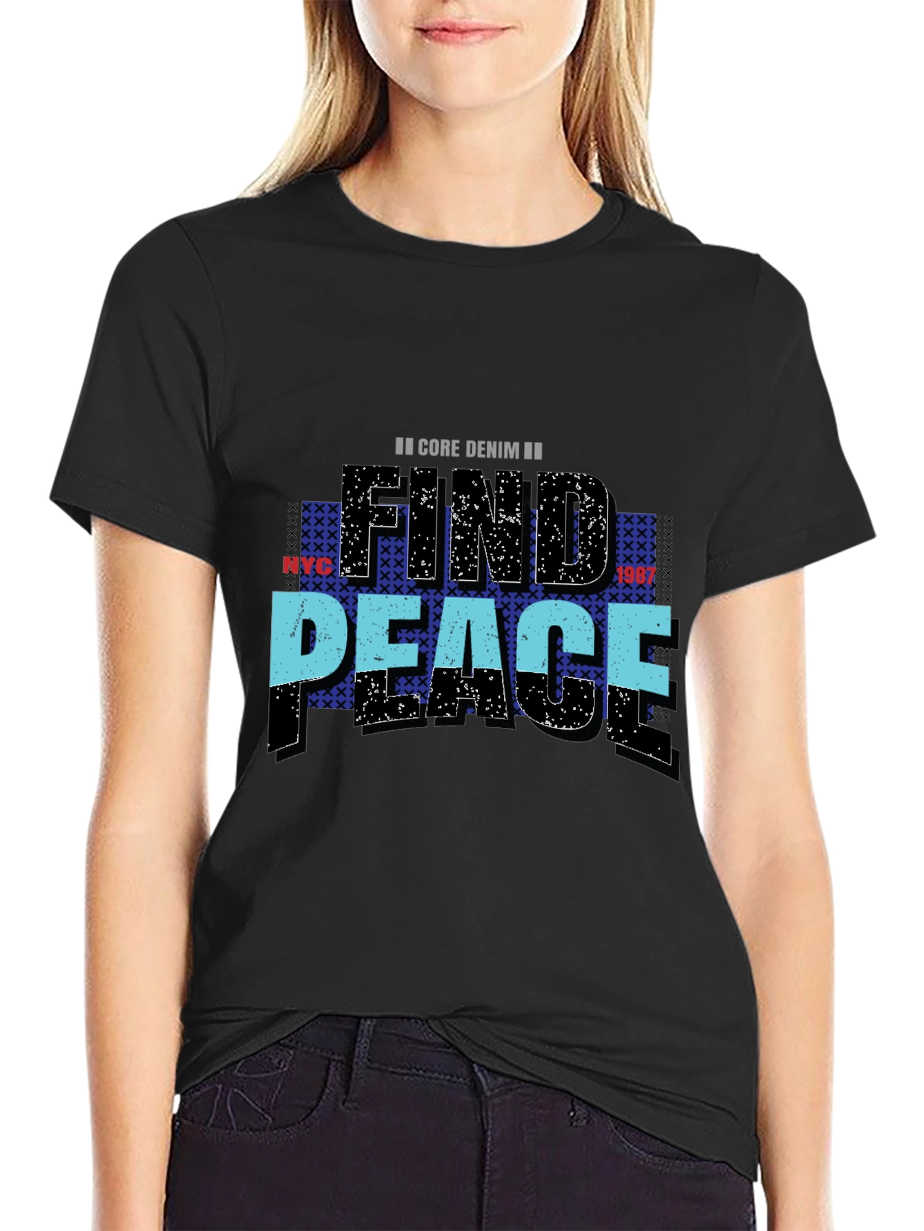 Find Peace Core Denim Graphic Tee