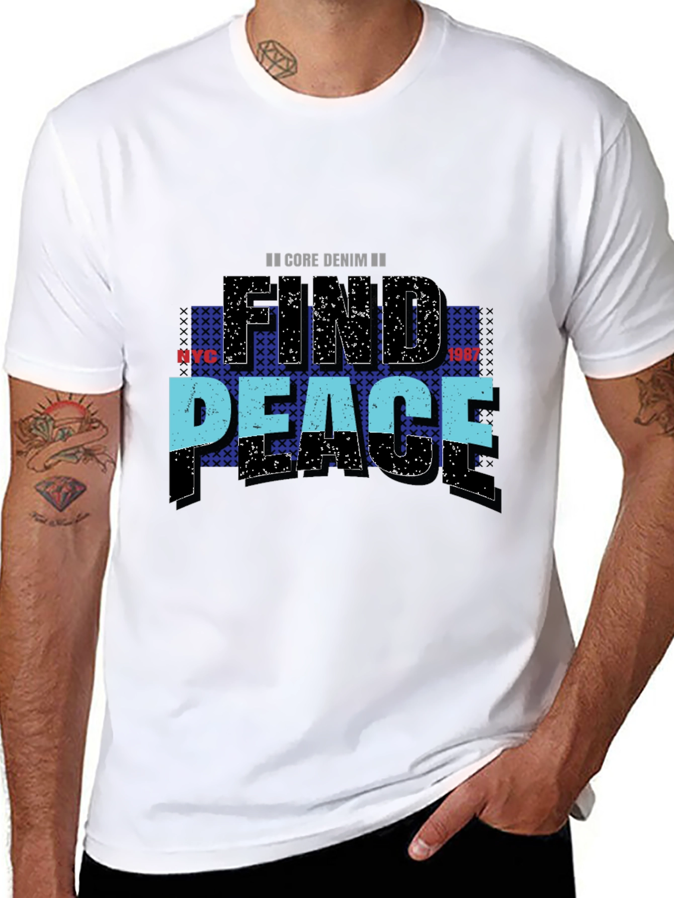 Find Peace Core Denim Graphic Tee