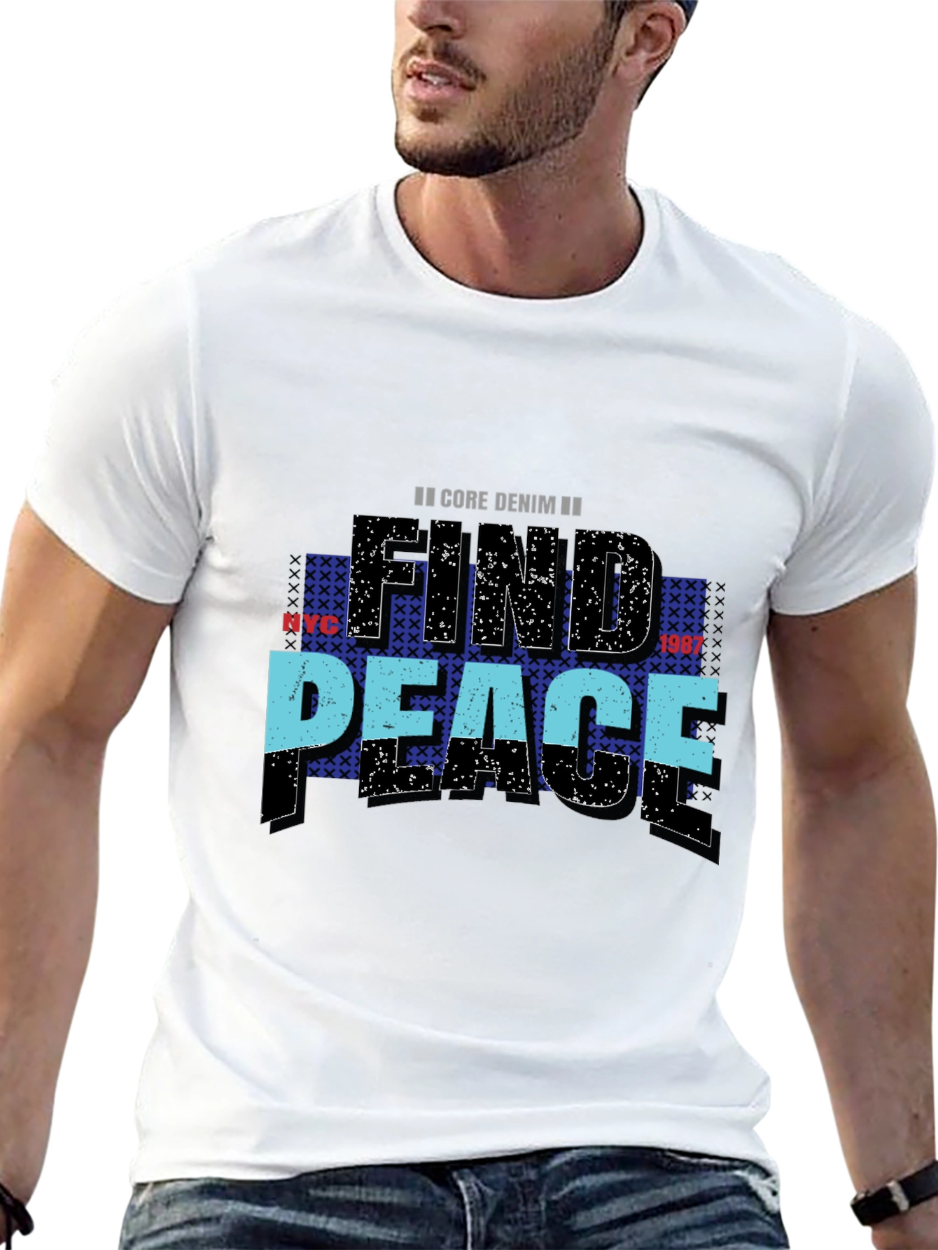 Find Peace Core Denim Graphic Tee