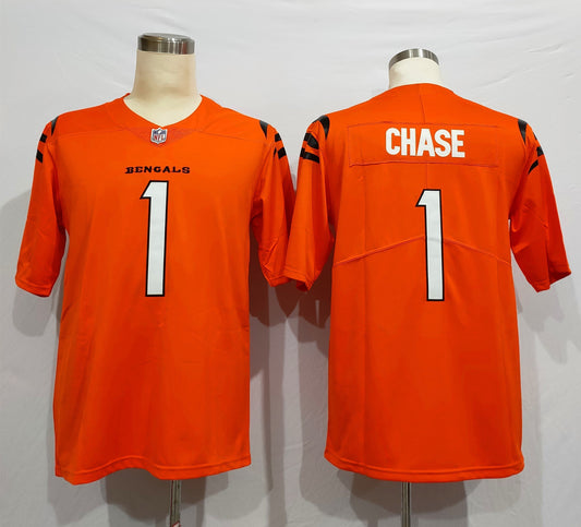Men's Cincinnati Bengals Ja'Marr Chase #1 Orange Alternate Game Jerseys