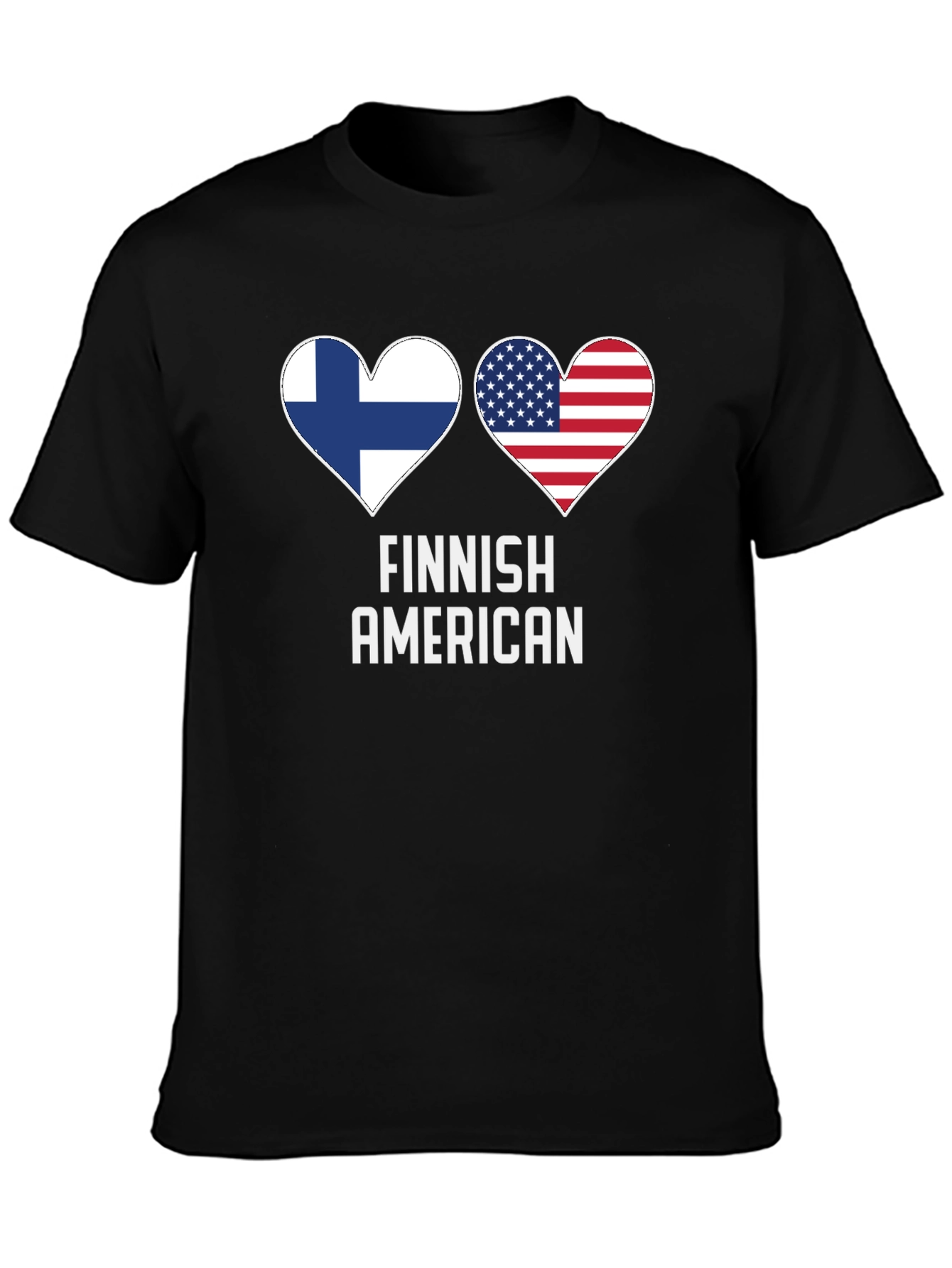 Finnish American Pride T-Shirt Patriotic Heart Flags Tee