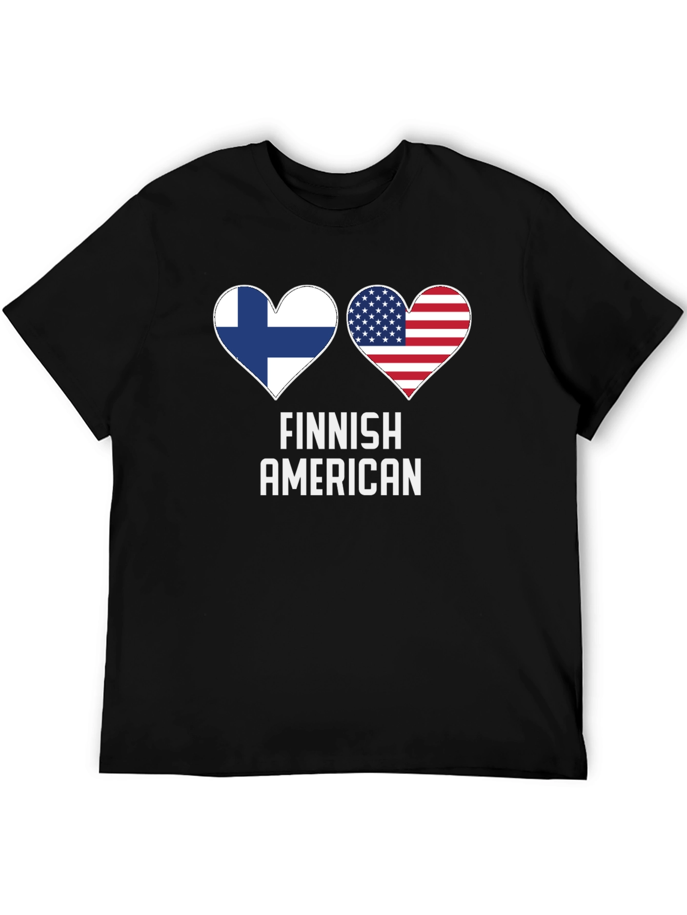 Finnish American Pride T-Shirt Patriotic Heart Flags Tee