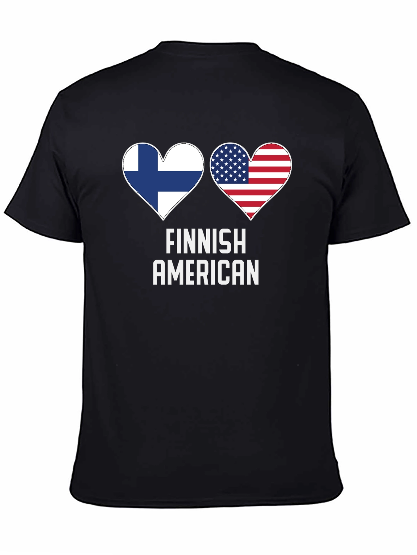Finnish American Pride T-Shirt Patriotic Heart Flags Tee
