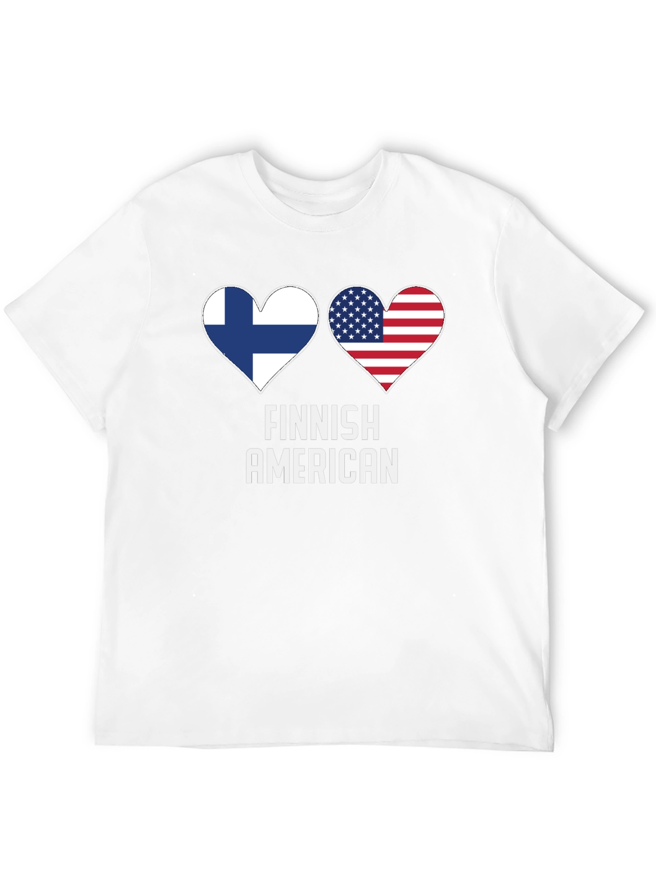 Finnish American Pride T-Shirt Patriotic Heart Flags Tee