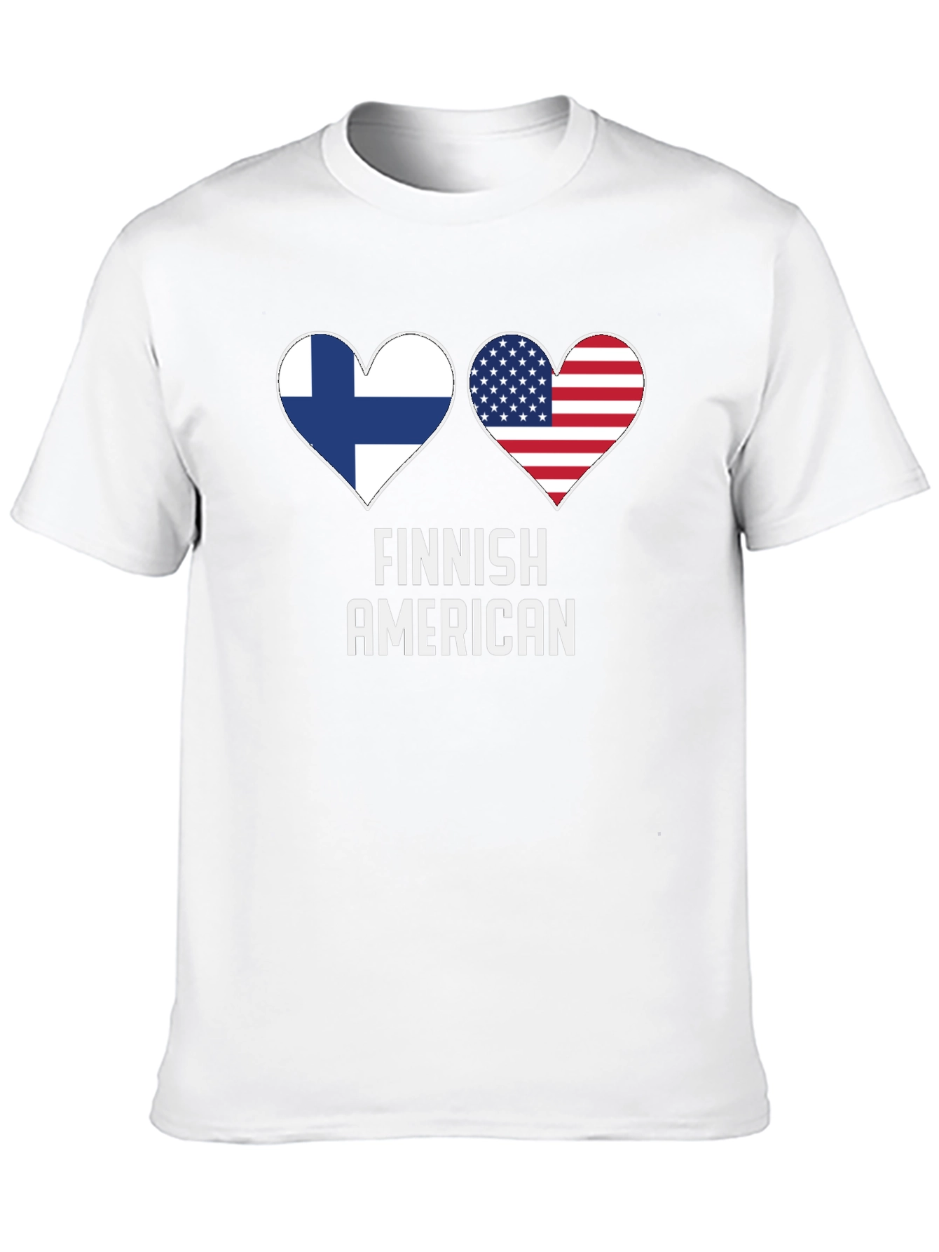 Finnish American Pride T-Shirt Patriotic Heart Flags Tee