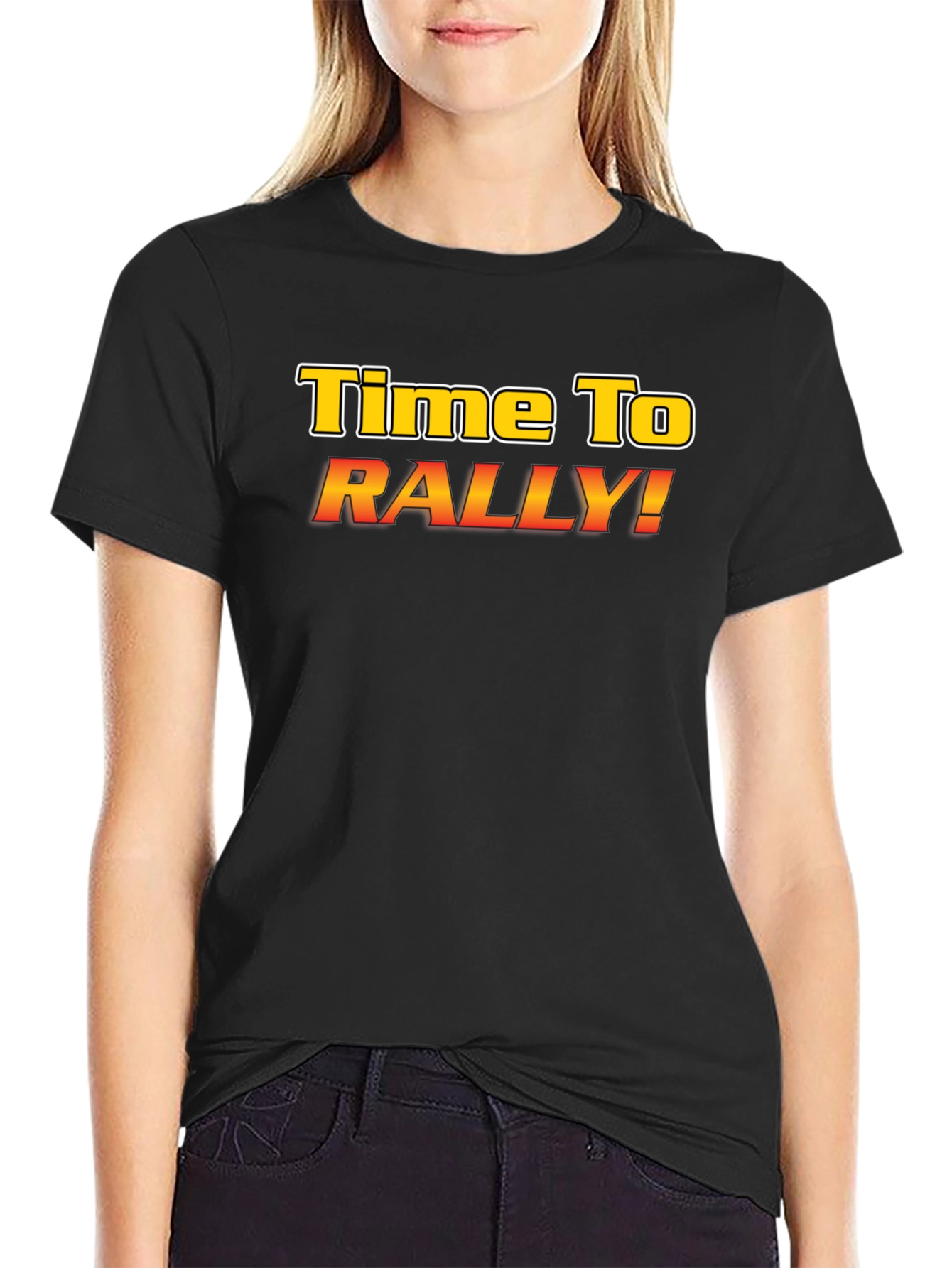 Time To Rally! Graphic Tee - Black Cotton T-Shirt
