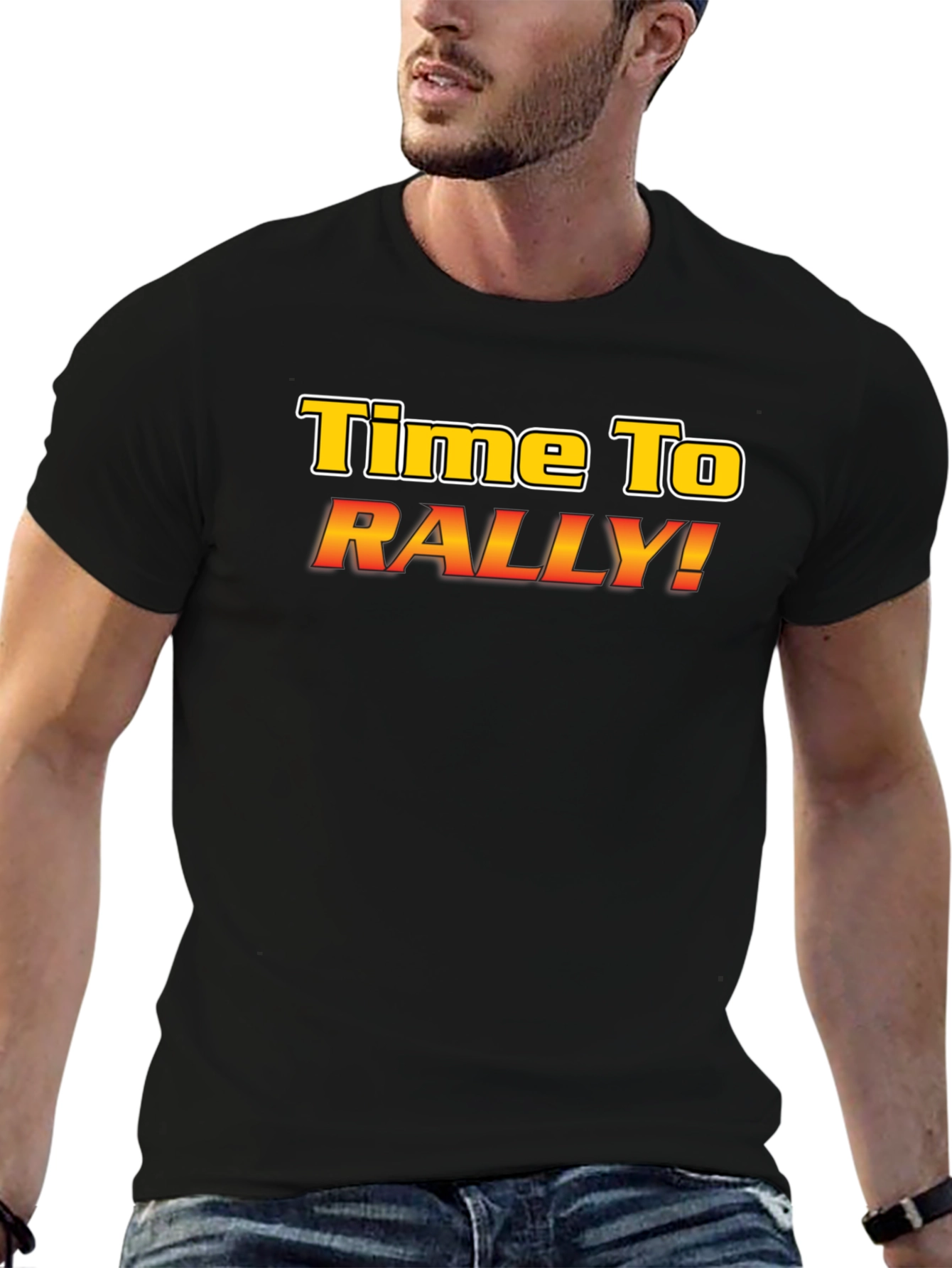 Time To Rally! Graphic Tee - Black Cotton T-Shirt