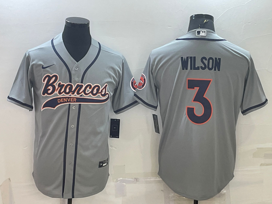 Men's Denver Broncos Russell Wilson #3 Gray Game Jerseys Joint Edition