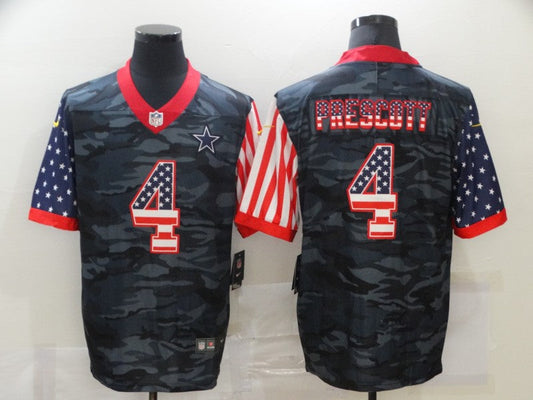 Men's Dallas Cowboys Dak Prescott #4 Gray Camouflage Game Player Jerseys