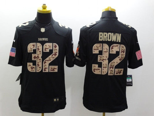 Men's Cleveland Browns Jim Brown #32 Black Player Game Jerseys