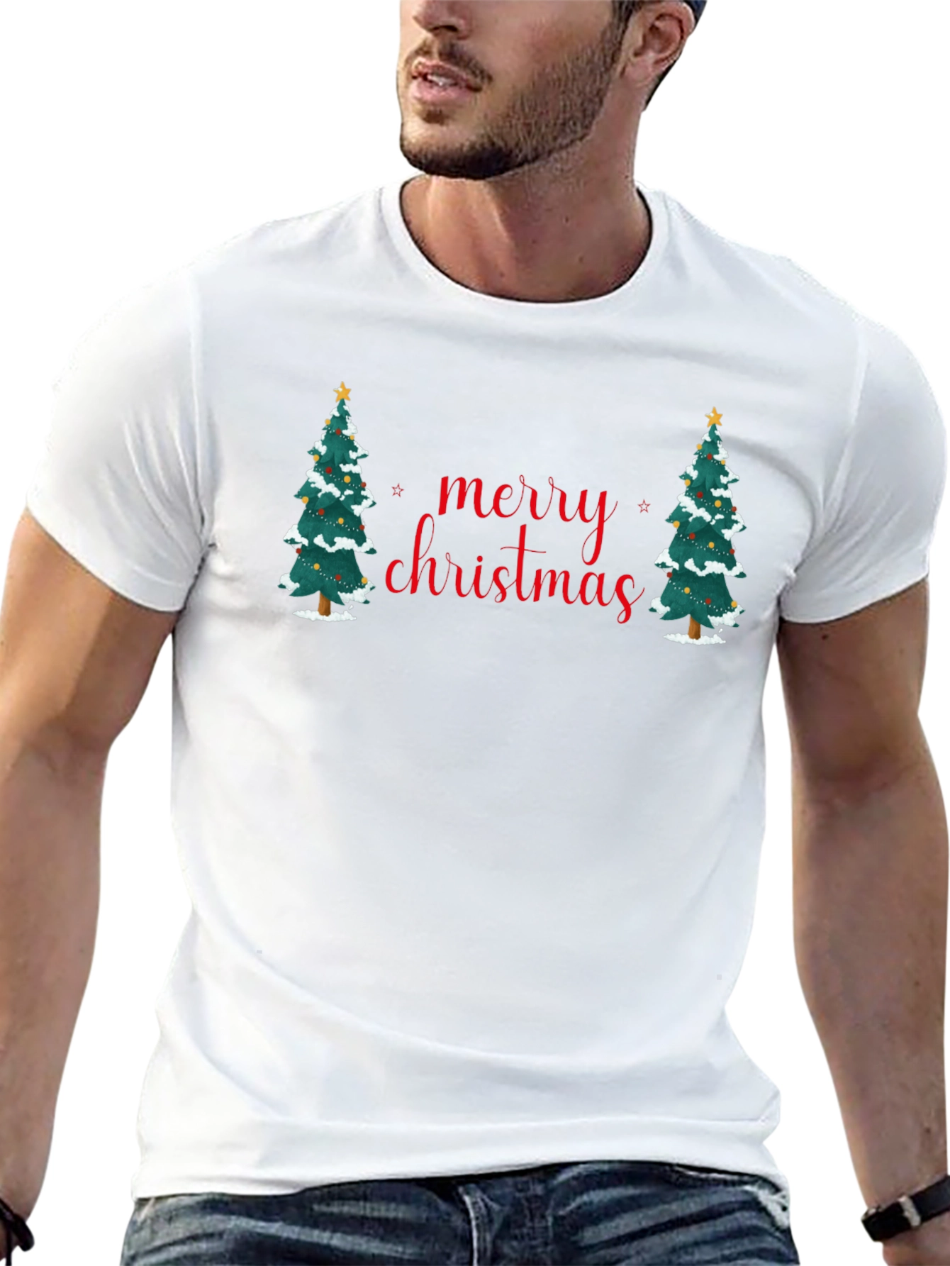 Merry Christmas Tree Graphic T-Shirt