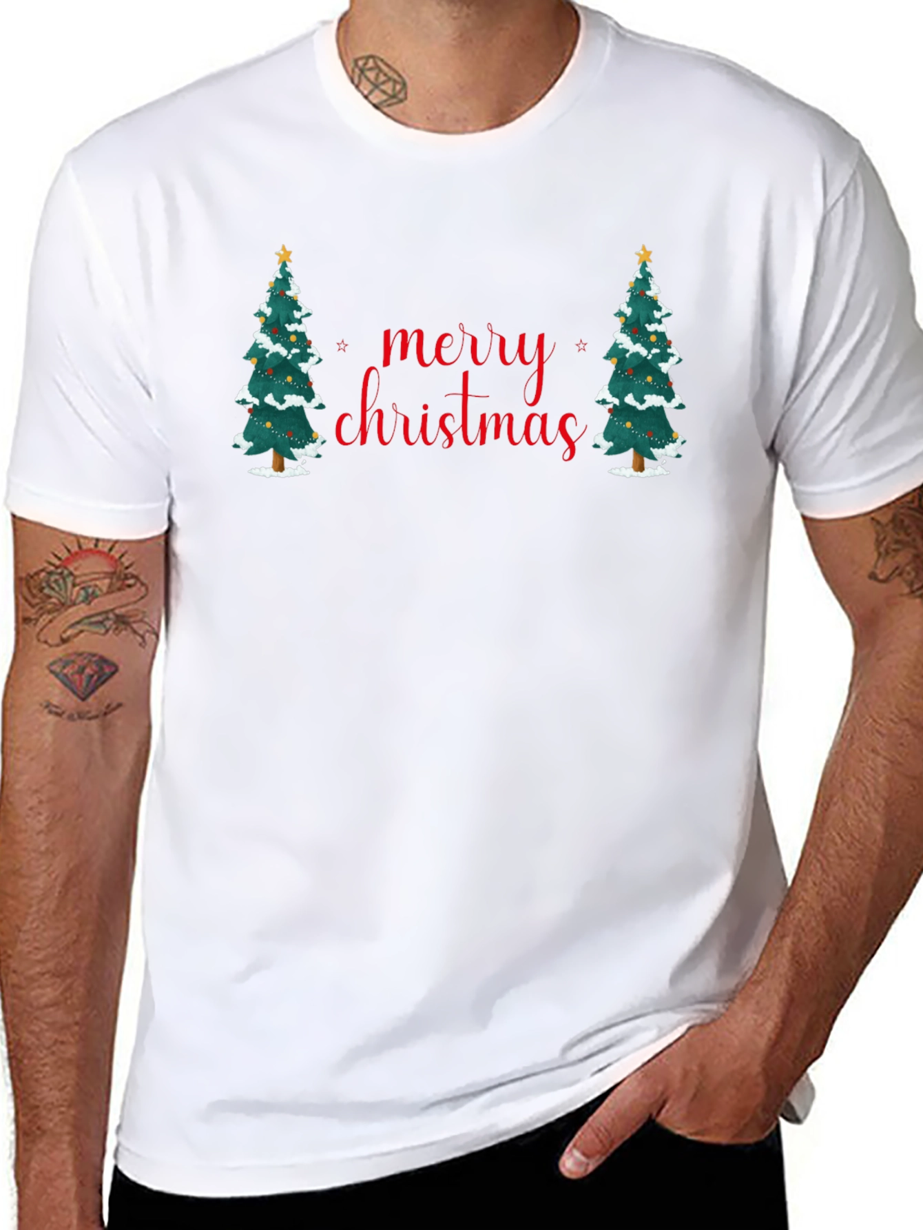 Merry Christmas Tree Graphic T-Shirt
