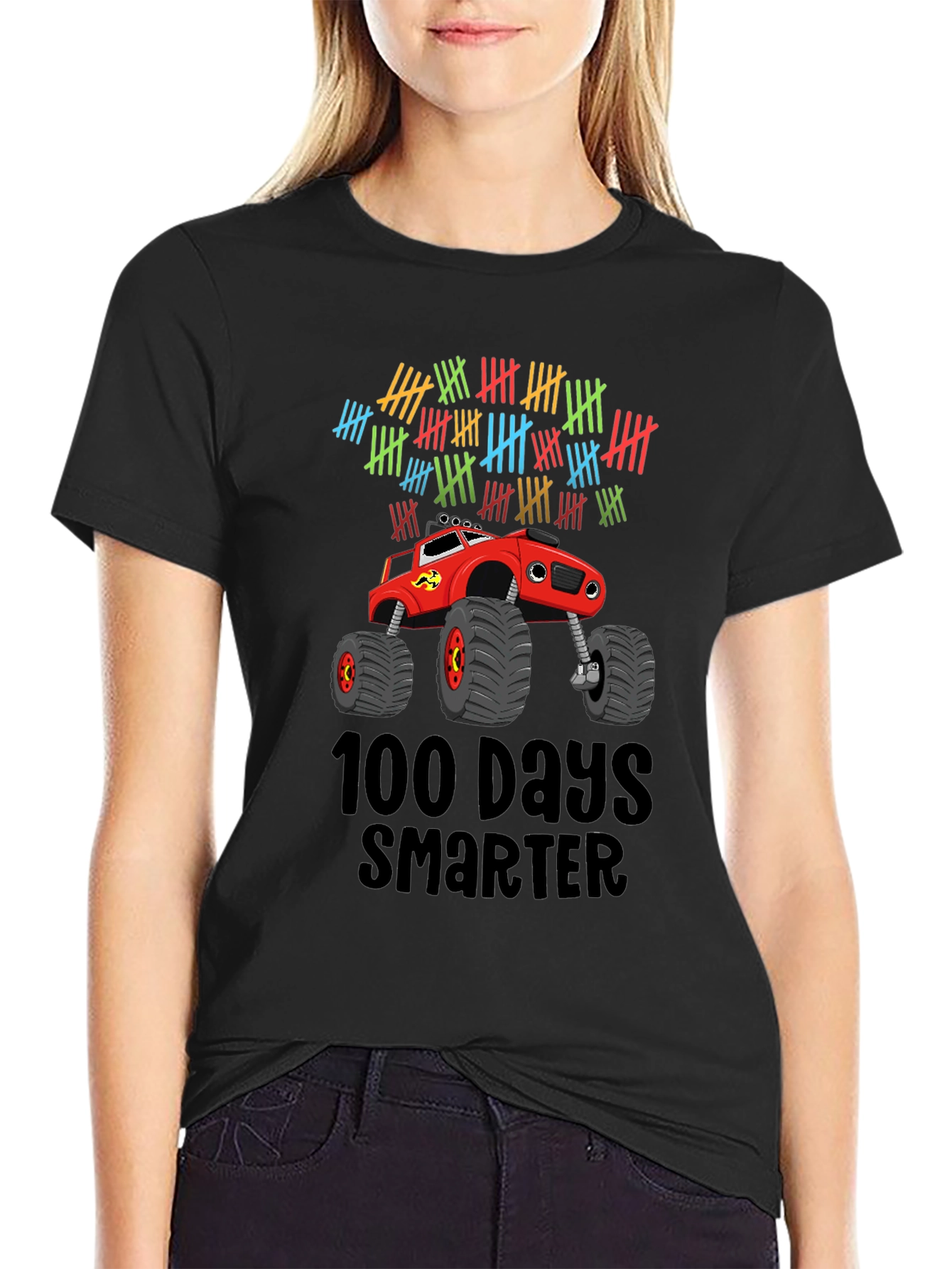 100 Days Smarter Monster Truck Graphic Tee