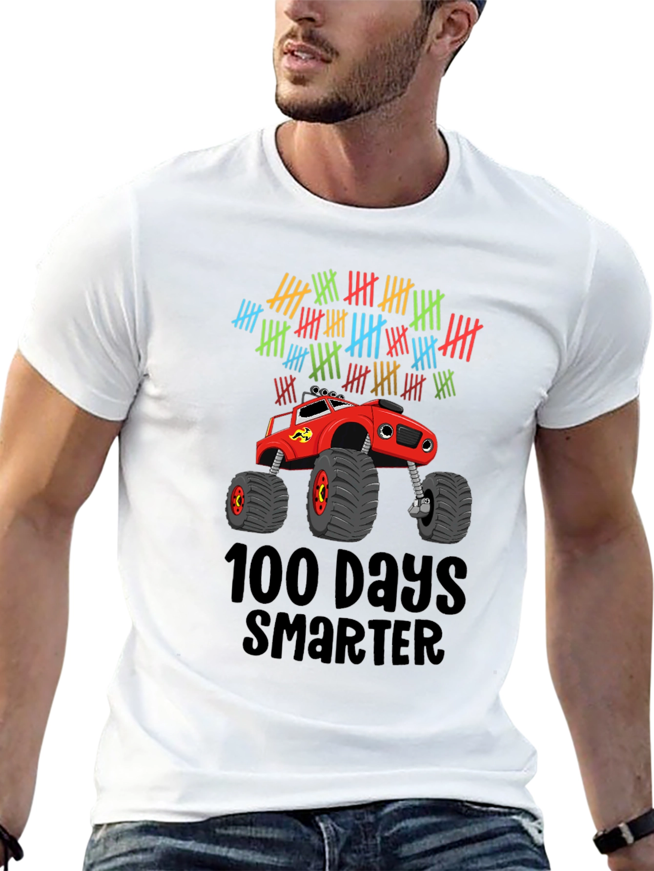 100 Days Smarter Monster Truck Graphic Tee