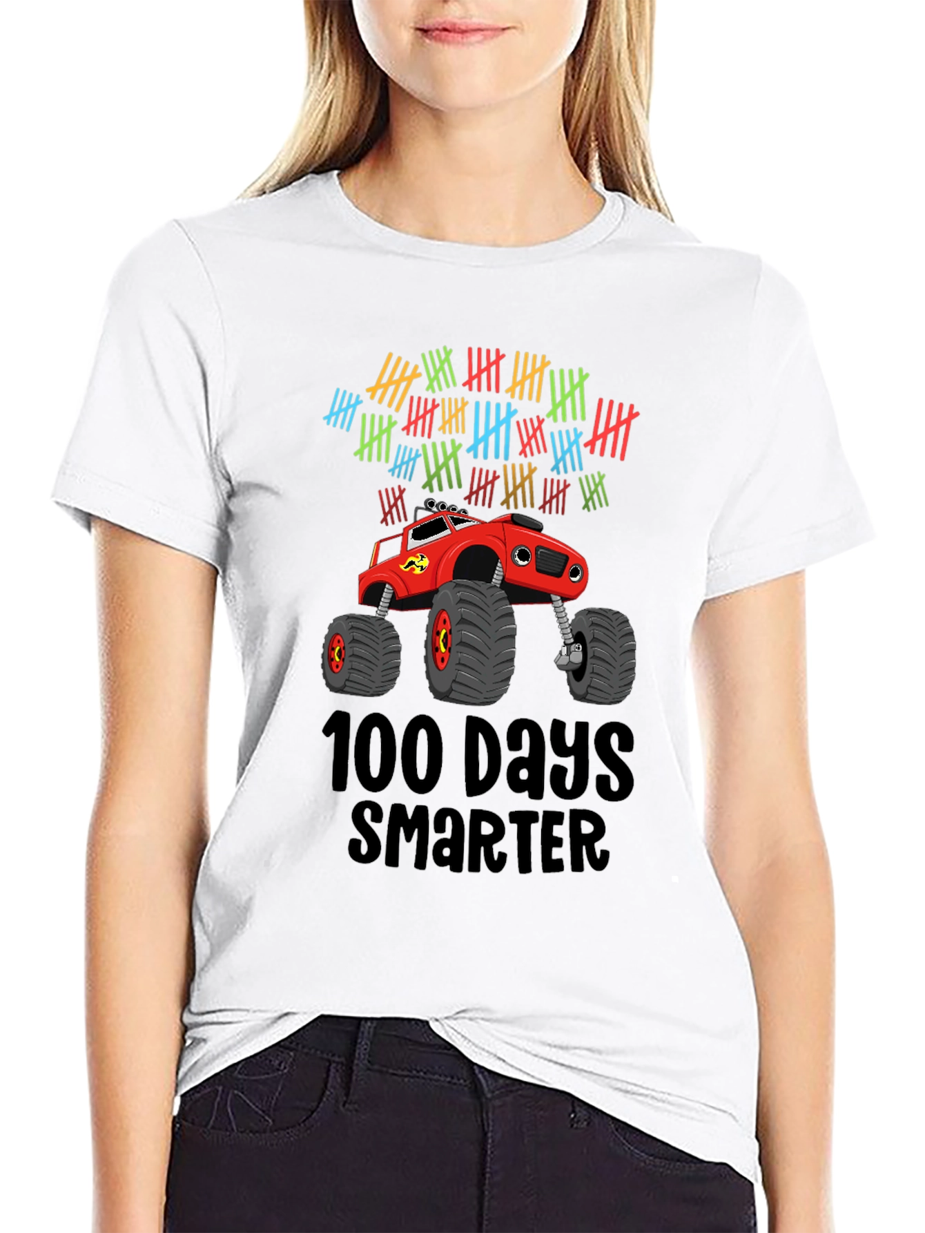 100 Days Smarter Monster Truck Graphic Tee