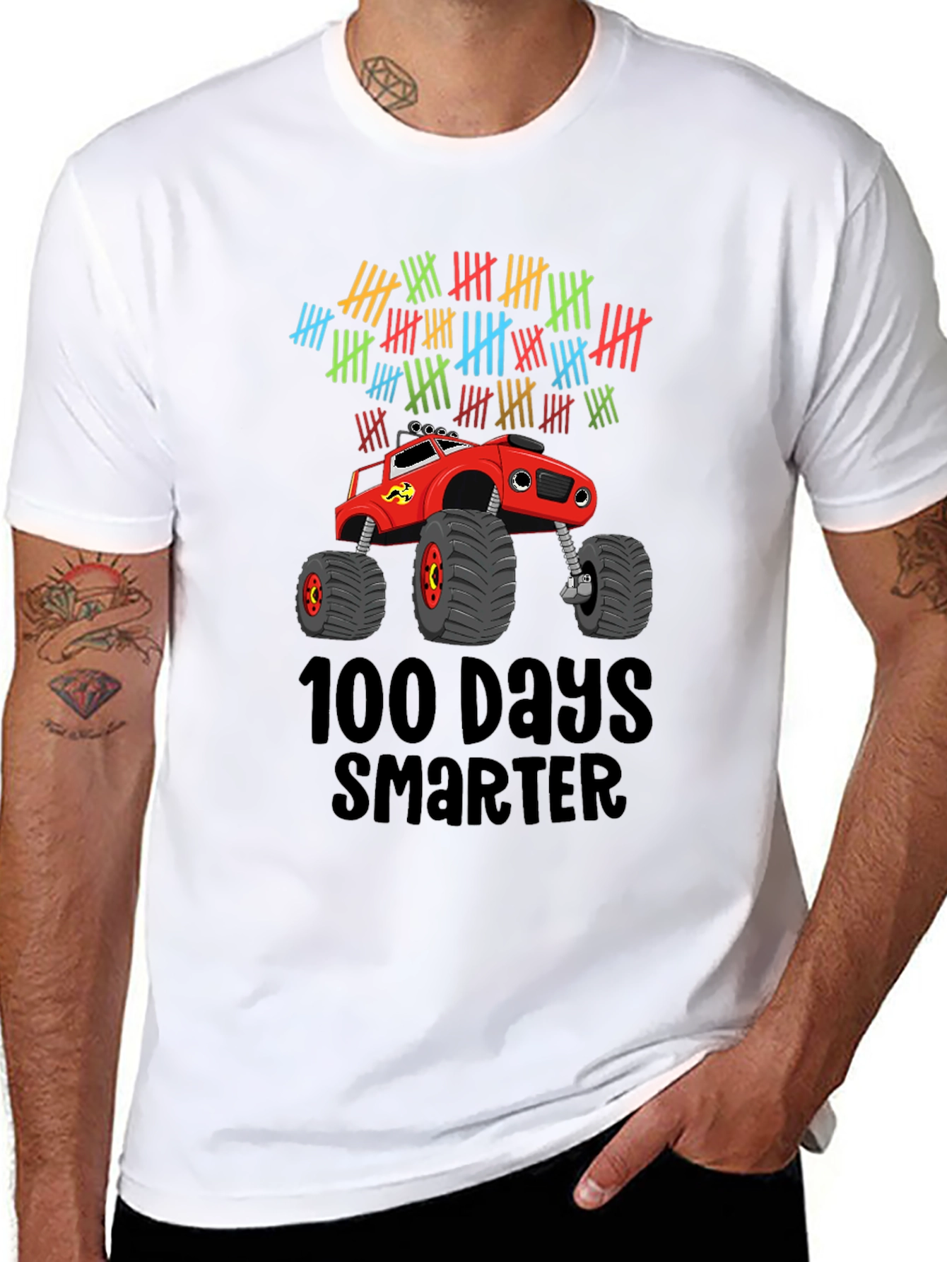 100 Days Smarter Monster Truck Graphic Tee
