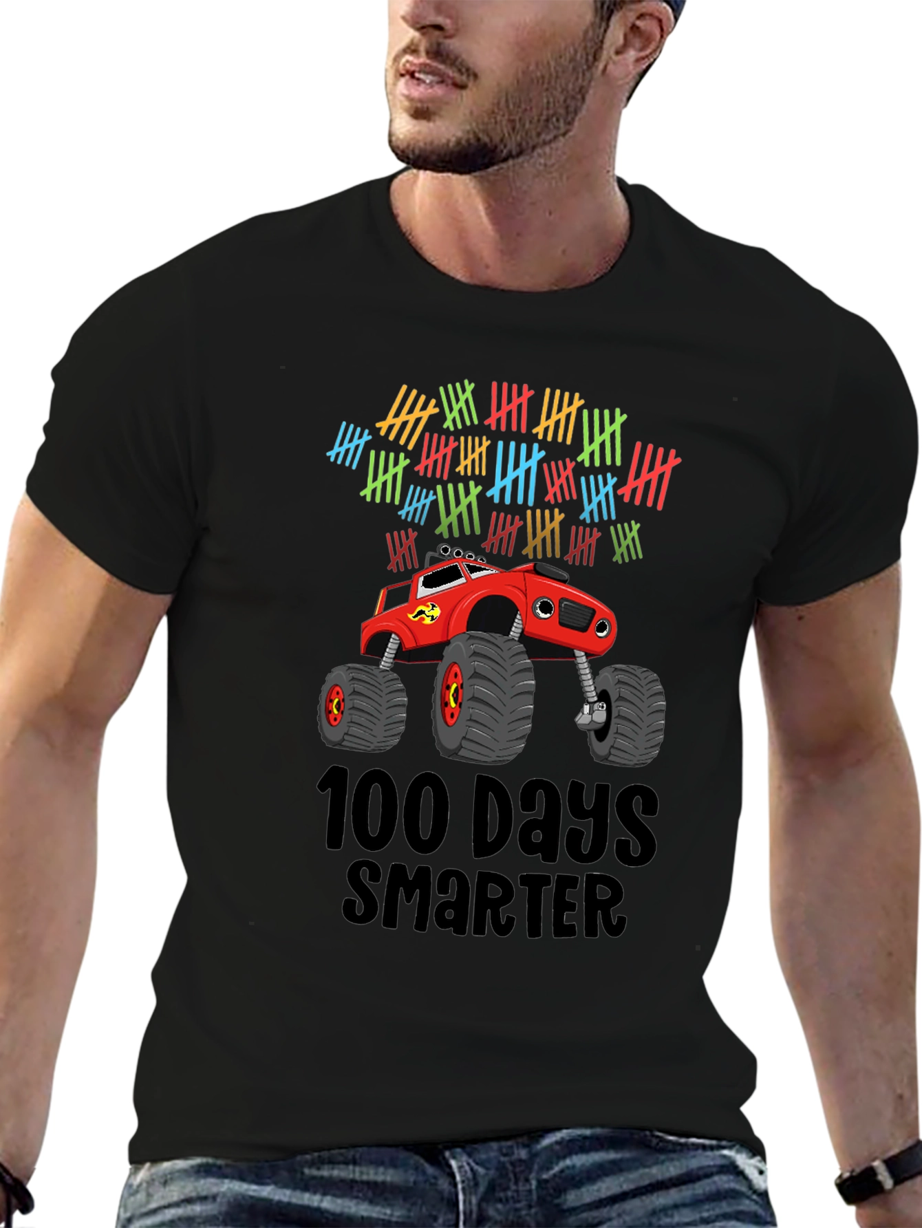 100 Days Smarter Monster Truck Graphic Tee