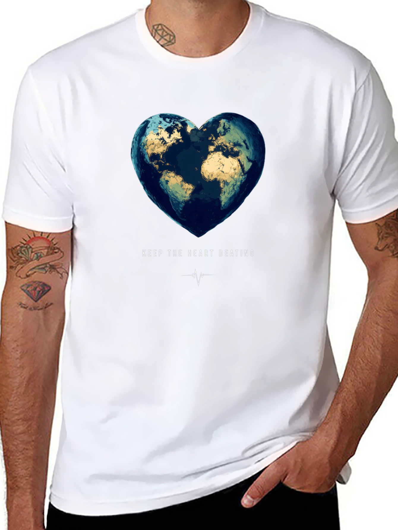 Earth Heartbeat Graphic Tee - Keep the Heart Beating