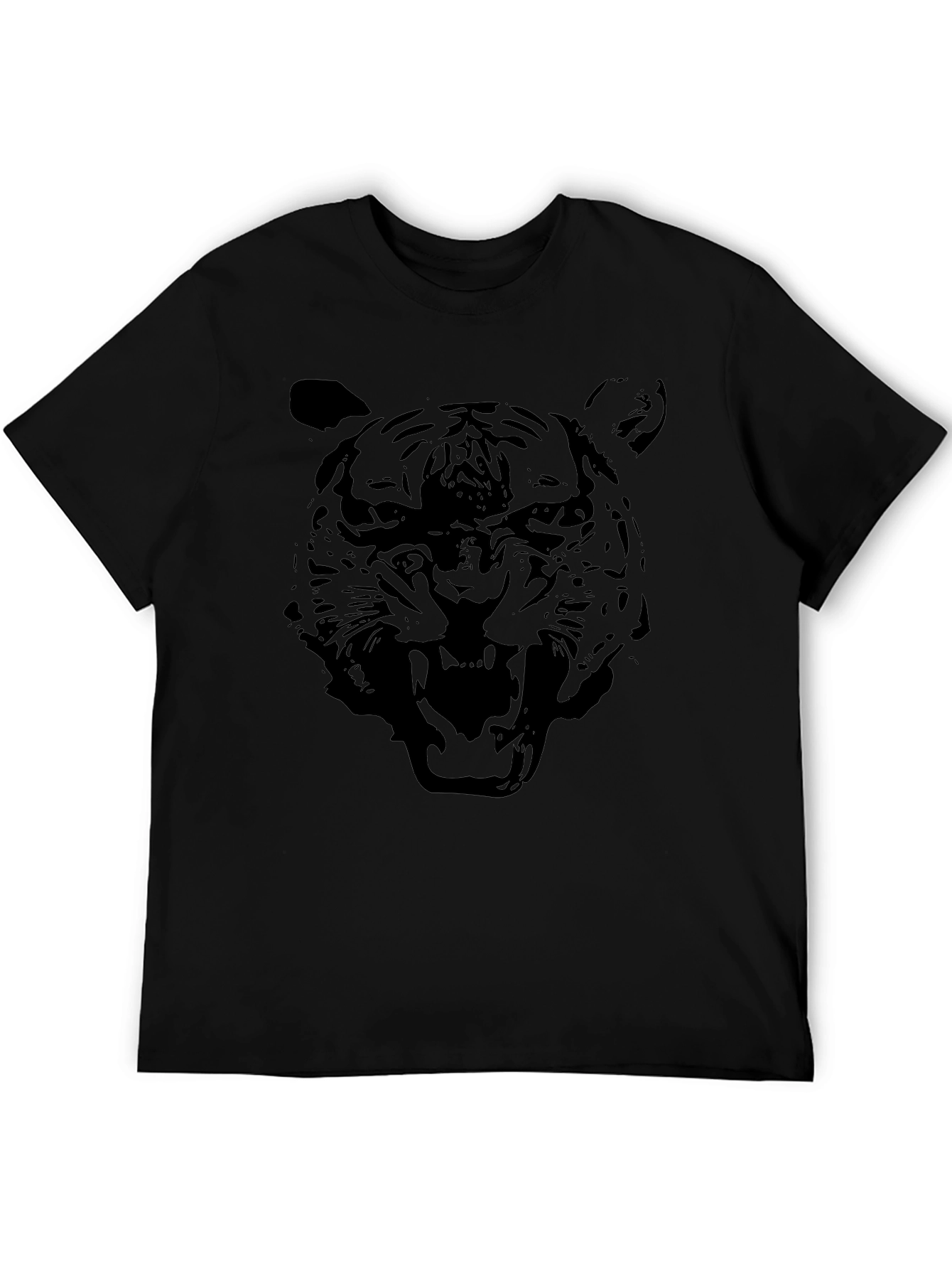 Black Tiger Graphic Tee - Mens Crew Neck T-Shirt