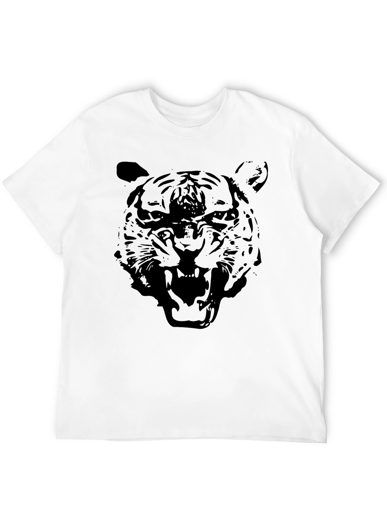 Black Tiger Graphic Tee - Mens Crew Neck T-Shirt
