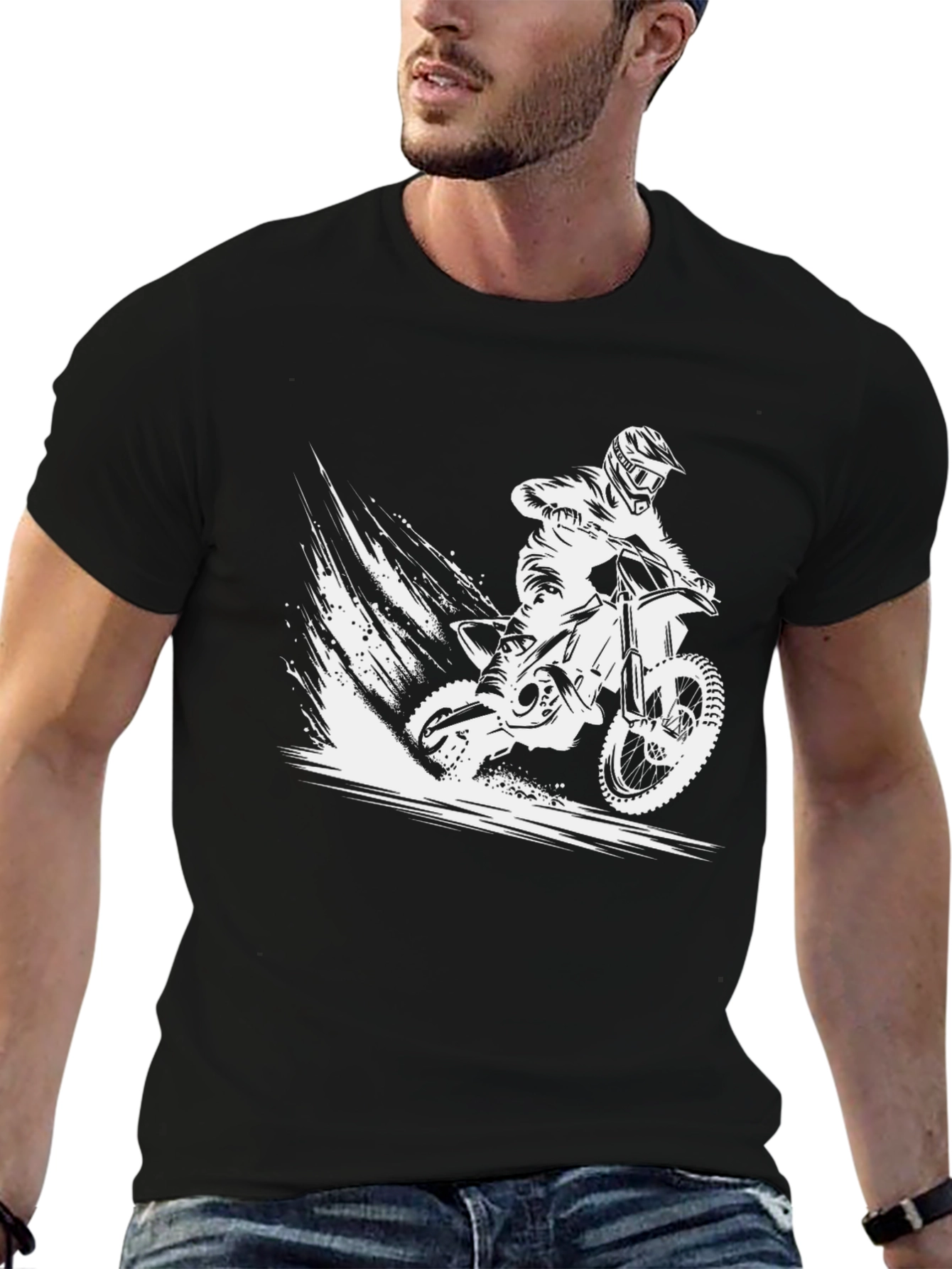 Dirt Bike Rider Graphic T-Shirt - Black