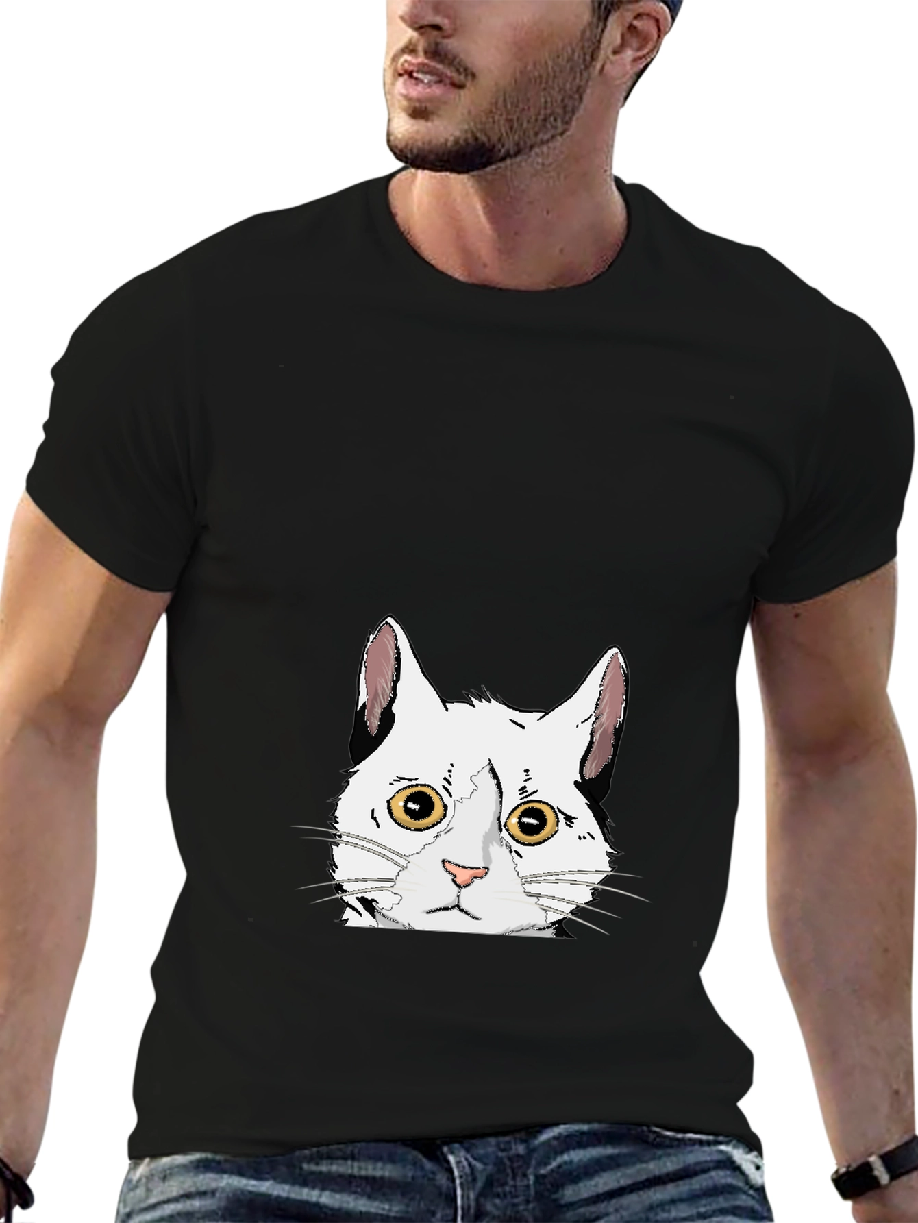 Cat Graphic Black T-Shirt