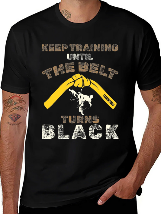 Taekwondo Training T-Shirt - Belt Turns Black