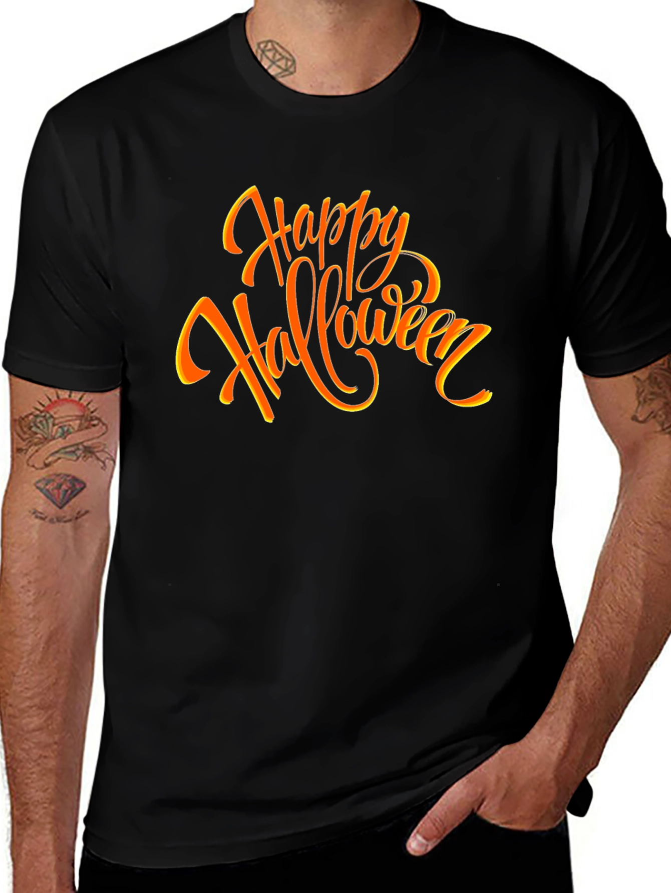 Happy Halloween Graphic Tee - Black Cotton Shirt