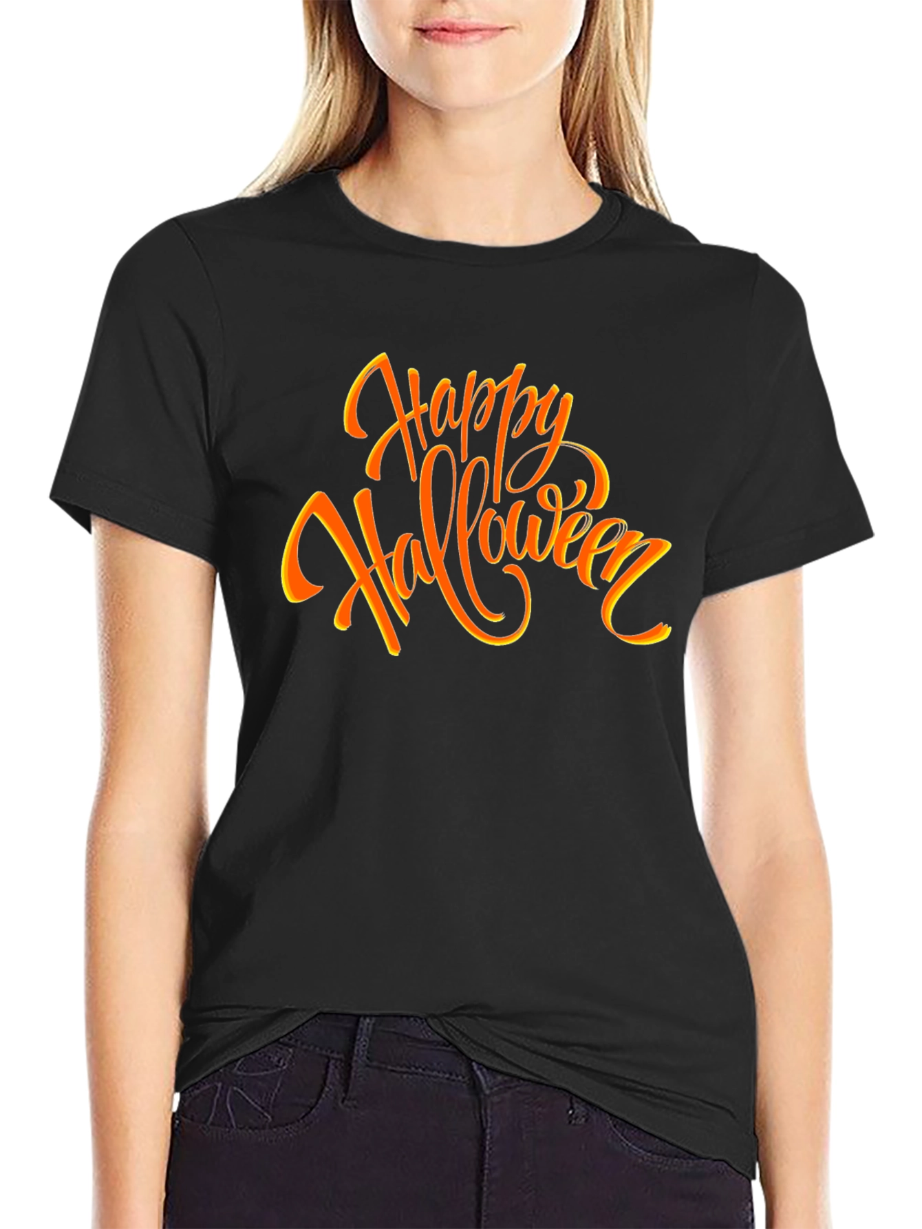 Happy Halloween Graphic Tee - Black Cotton Shirt