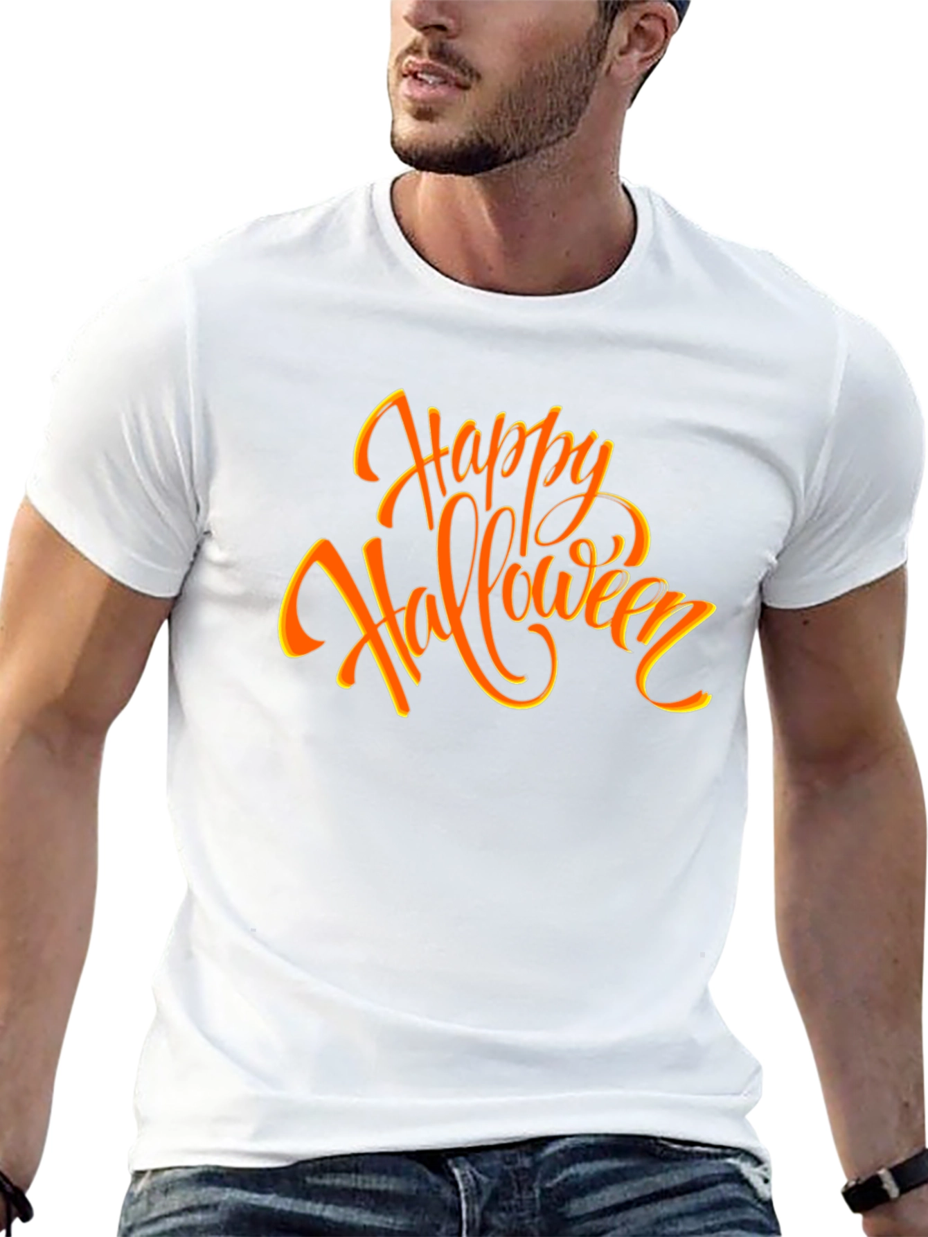 Happy Halloween Graphic Tee - Black Cotton Shirt