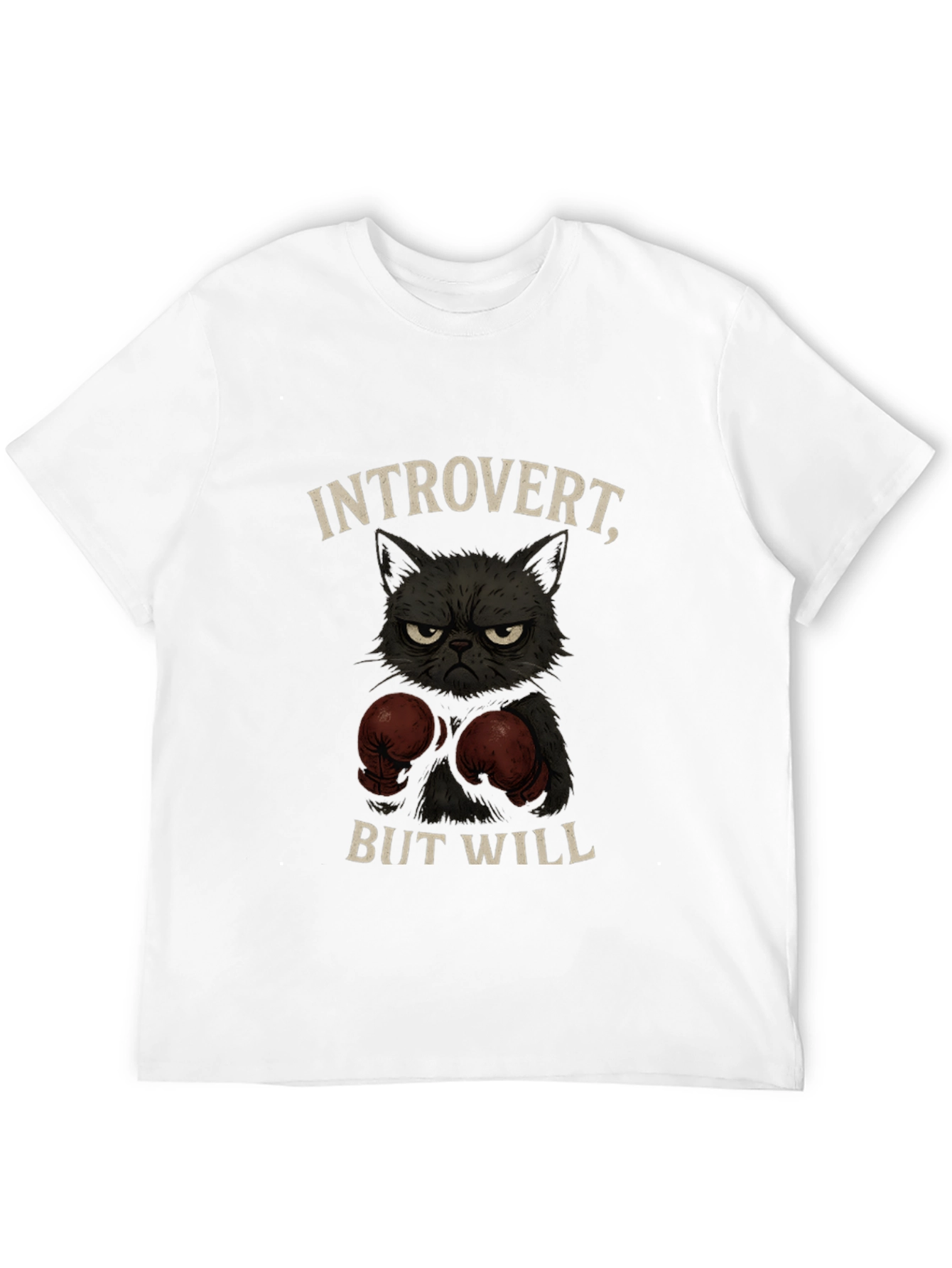 Introvert Boxer Cat Graphic T-Shirt